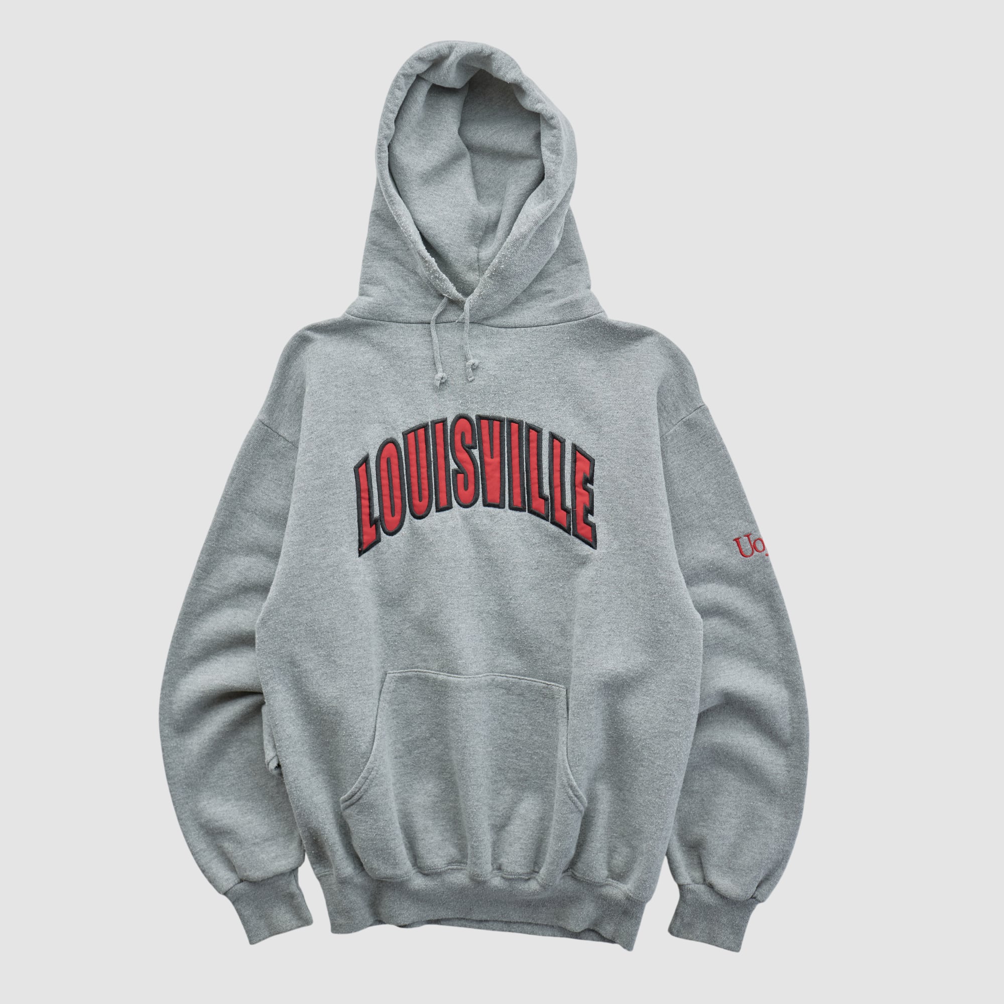 Louisville Cardinals National Athletic Sportswear 90s Hooded Pullover Sweatshirt - Heather Gray - XXS