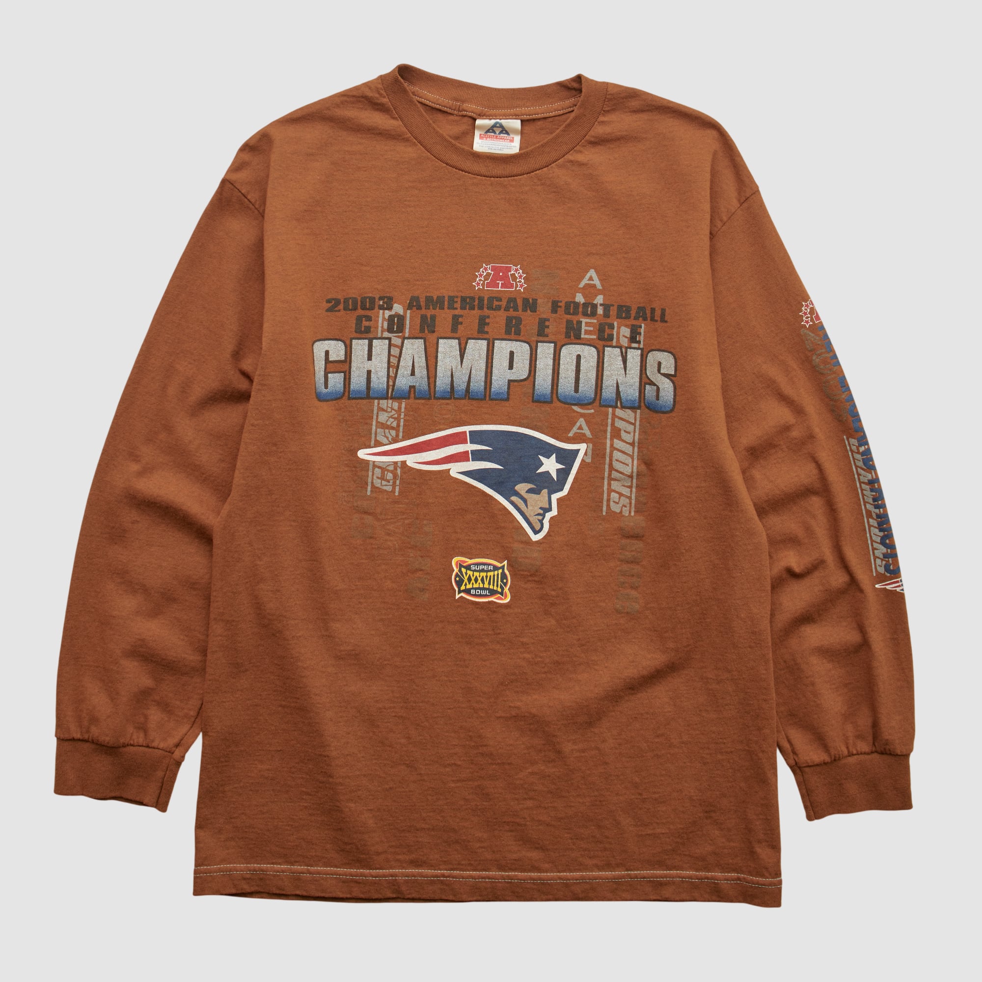 New England Patriots Alstyle 2003 Long Sleeve T-shirt - Clay - M