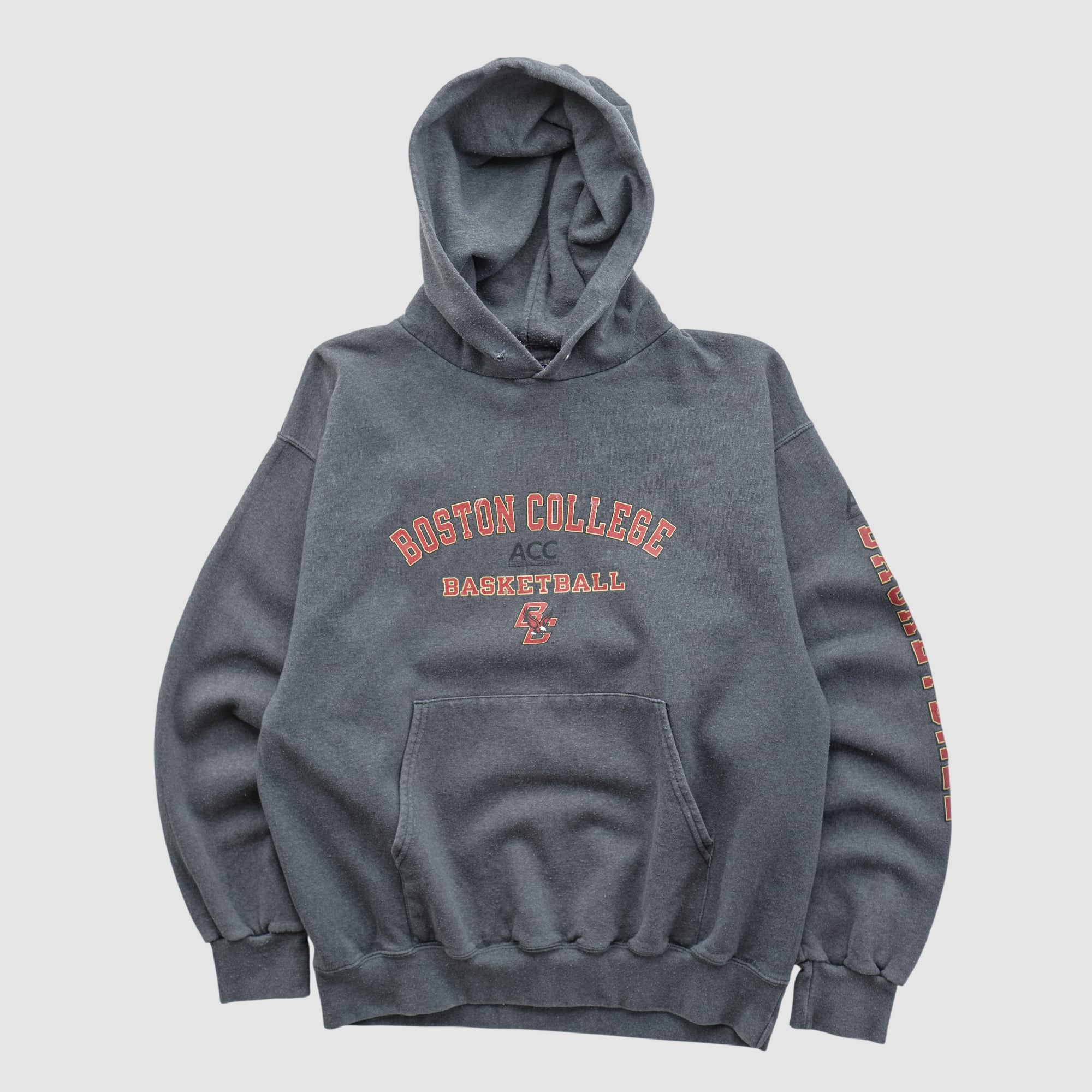 Boston College Eagles Champion 2000s Hooded Pullover Sweatshirt - Dark Heather Gray - S