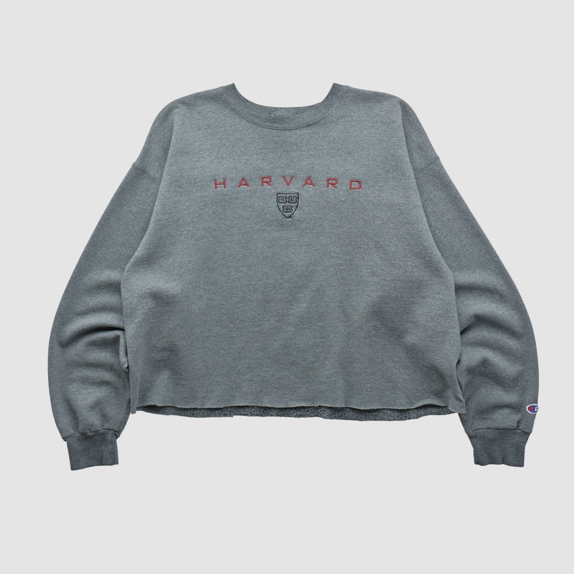 Harvard Crimson Champion 2000s Pullover Sweatshirt - Dark Heather Gray - M