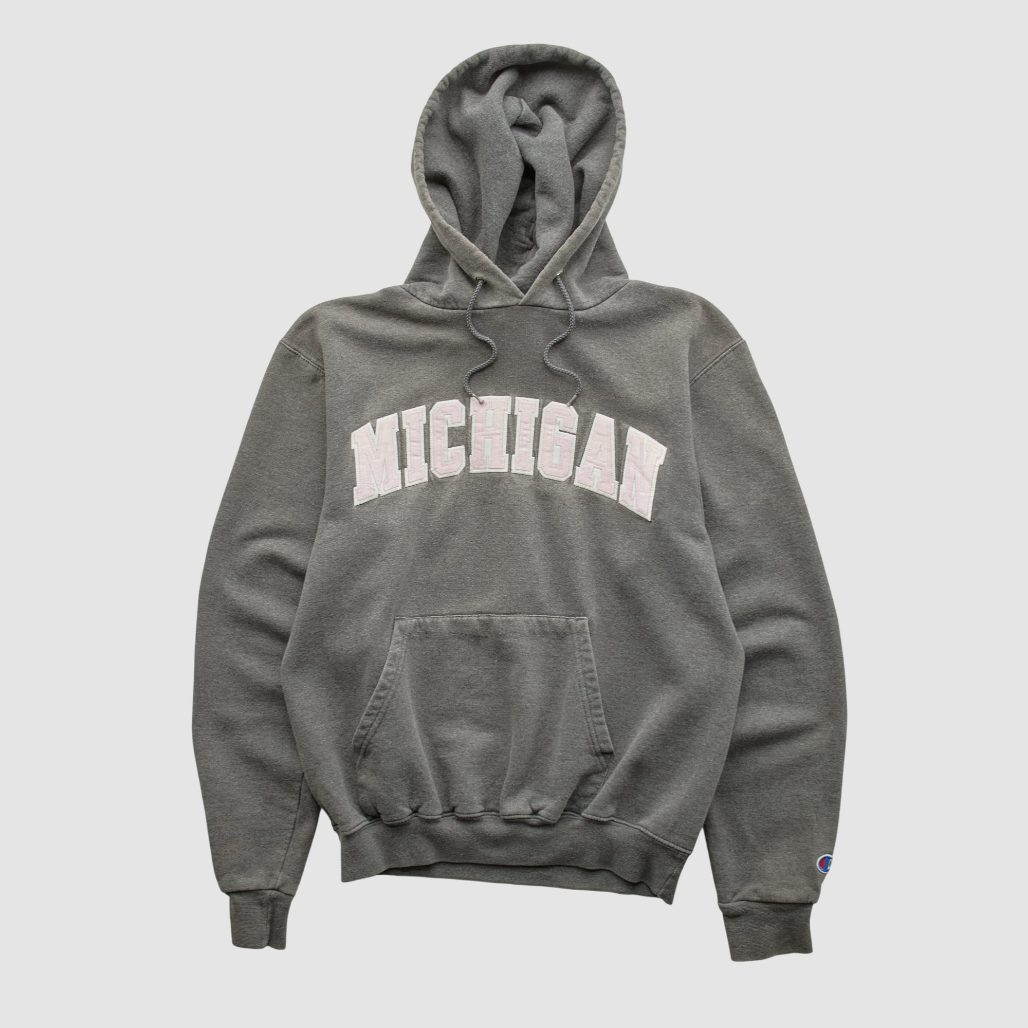 Michigan Wolverines Champion 2000s Hooded Pullover Sweatshirt - Dark Heather Gray - XXS