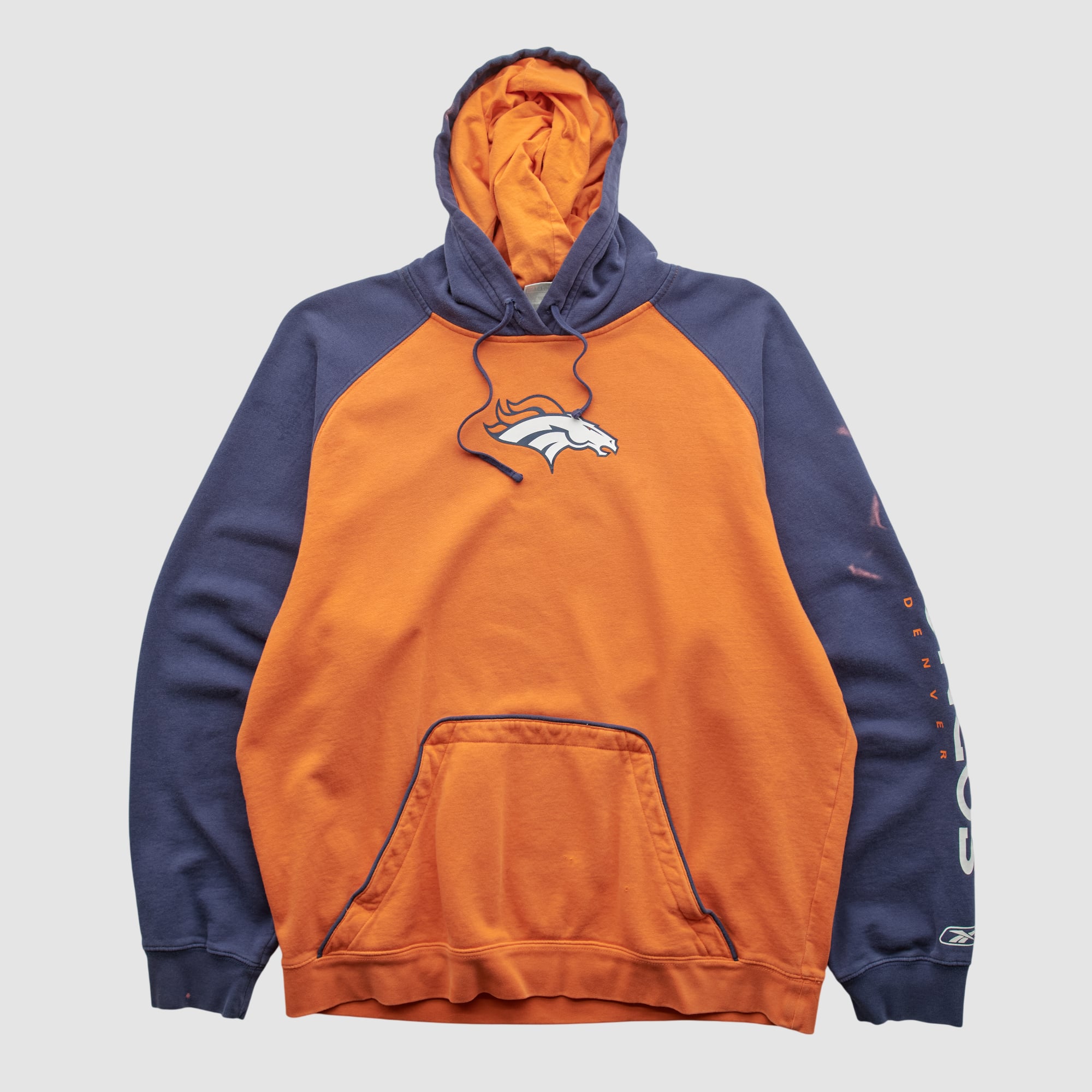 Denver Broncos Reebok 2000s Hooded Pullover Sweatshirt - Orange - M