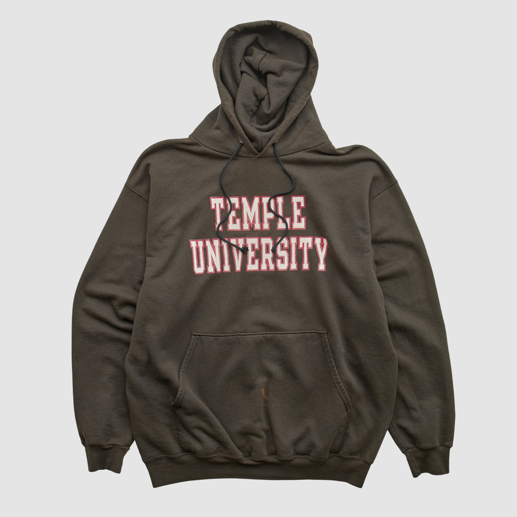 Temple Owls Champion 2000s Hooded Pullover Sweatshirt - Charcoal - M