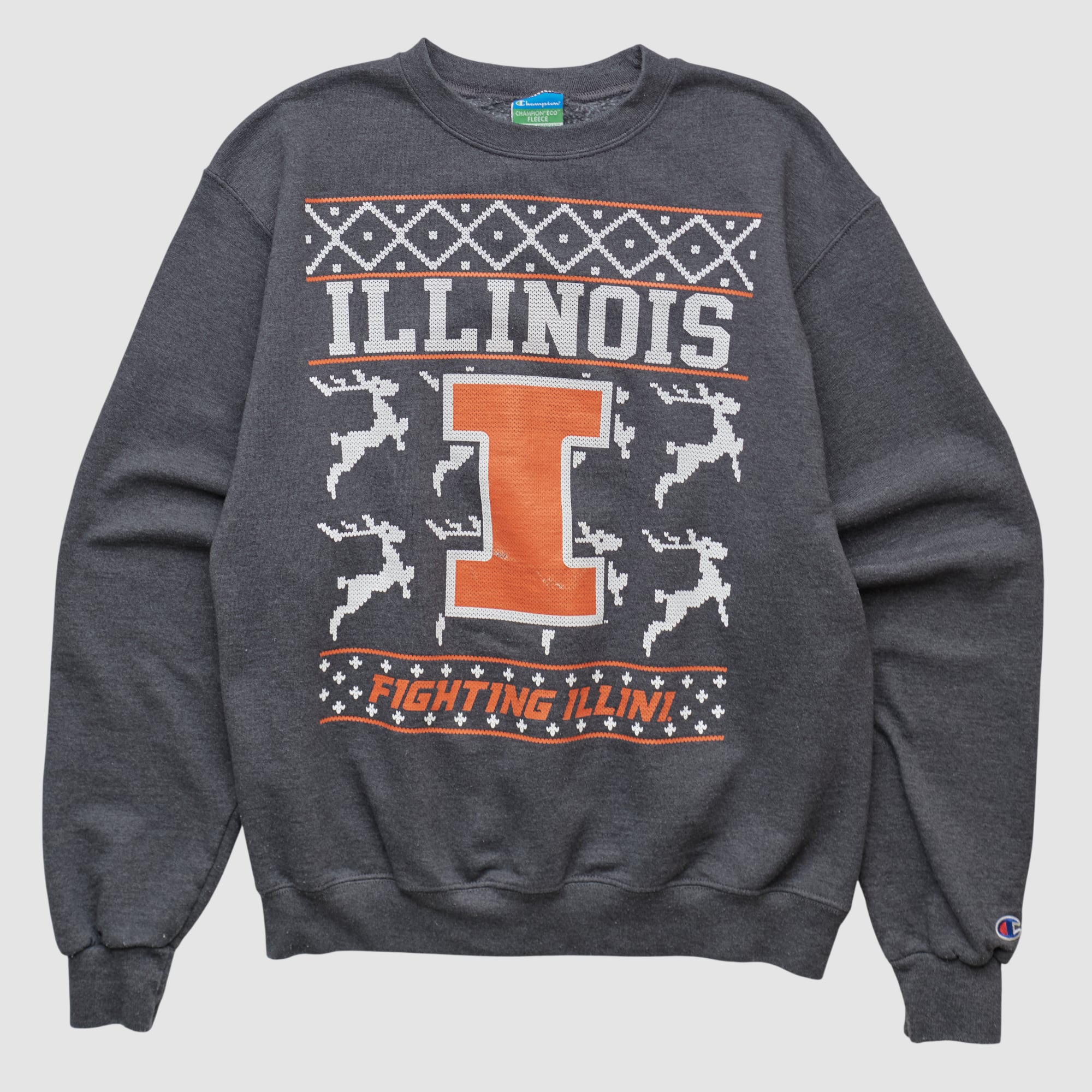 Illinois Fighting Illini Champion 2010s Pullover Sweatshirt - Dark Heather Gray - S