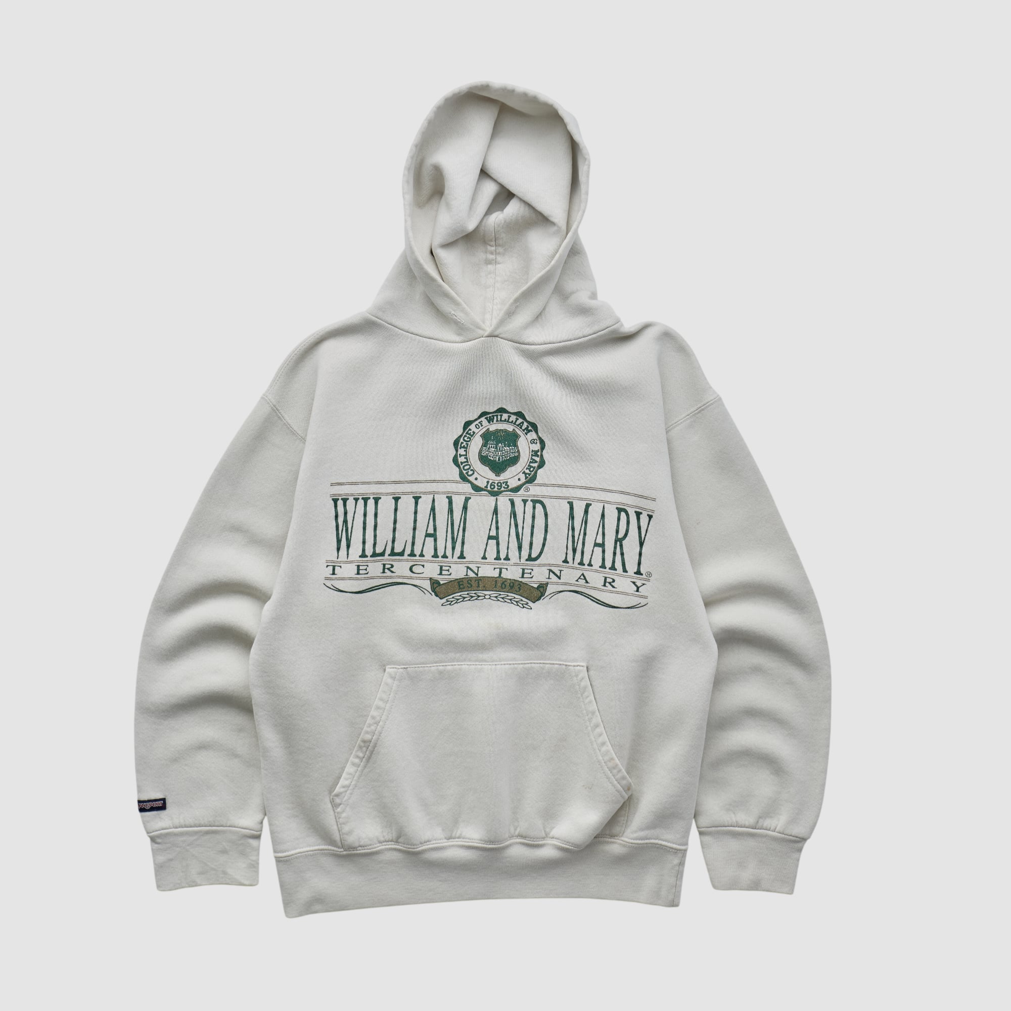 William & Mary Tribe Jansport 90s Hooded Pullover Sweatshirt - White - XS