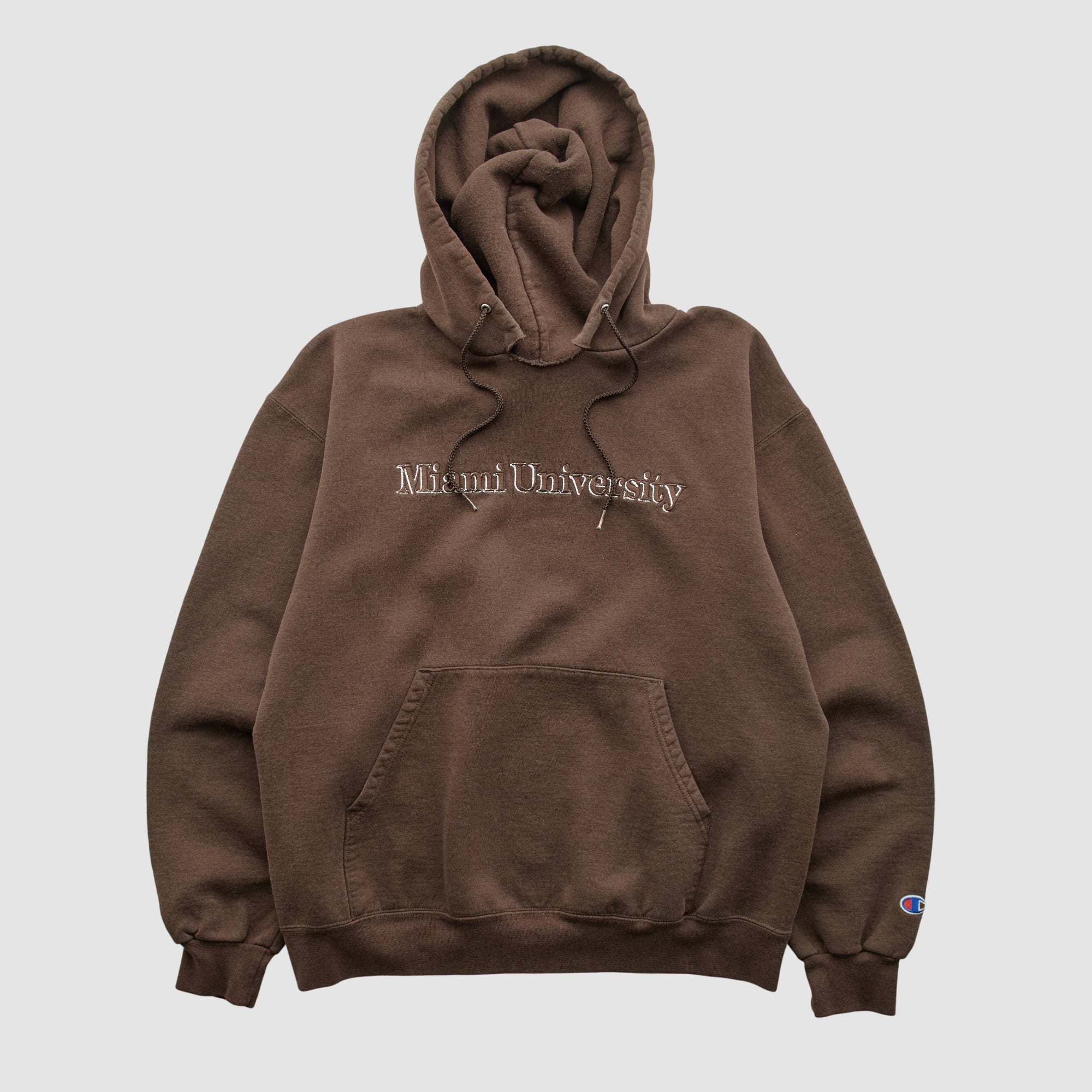 Miami University RedHawks Champion 2000s Hooded Pullover Sweatshirt - Brown - S