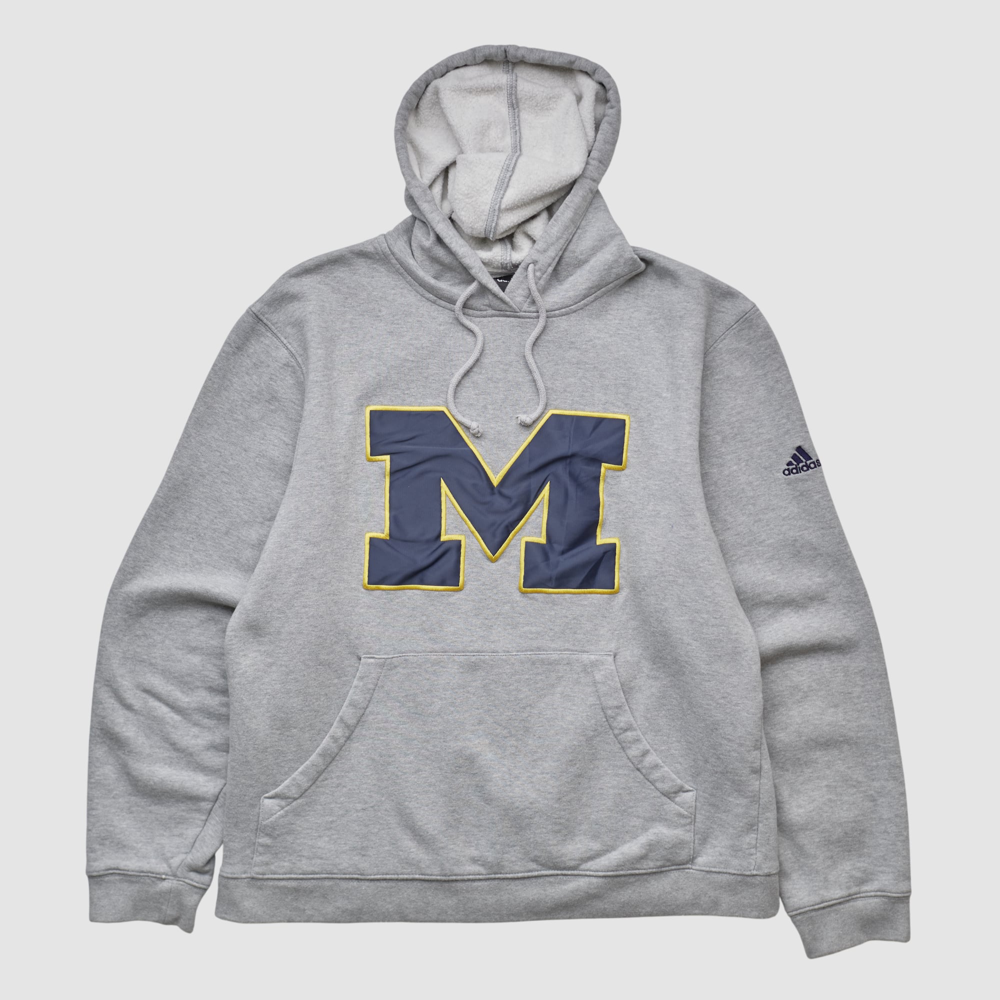 Michigan Wolverines Adidas 2010s Hooded Pullover Sweatshirt - Heather Gray - XS