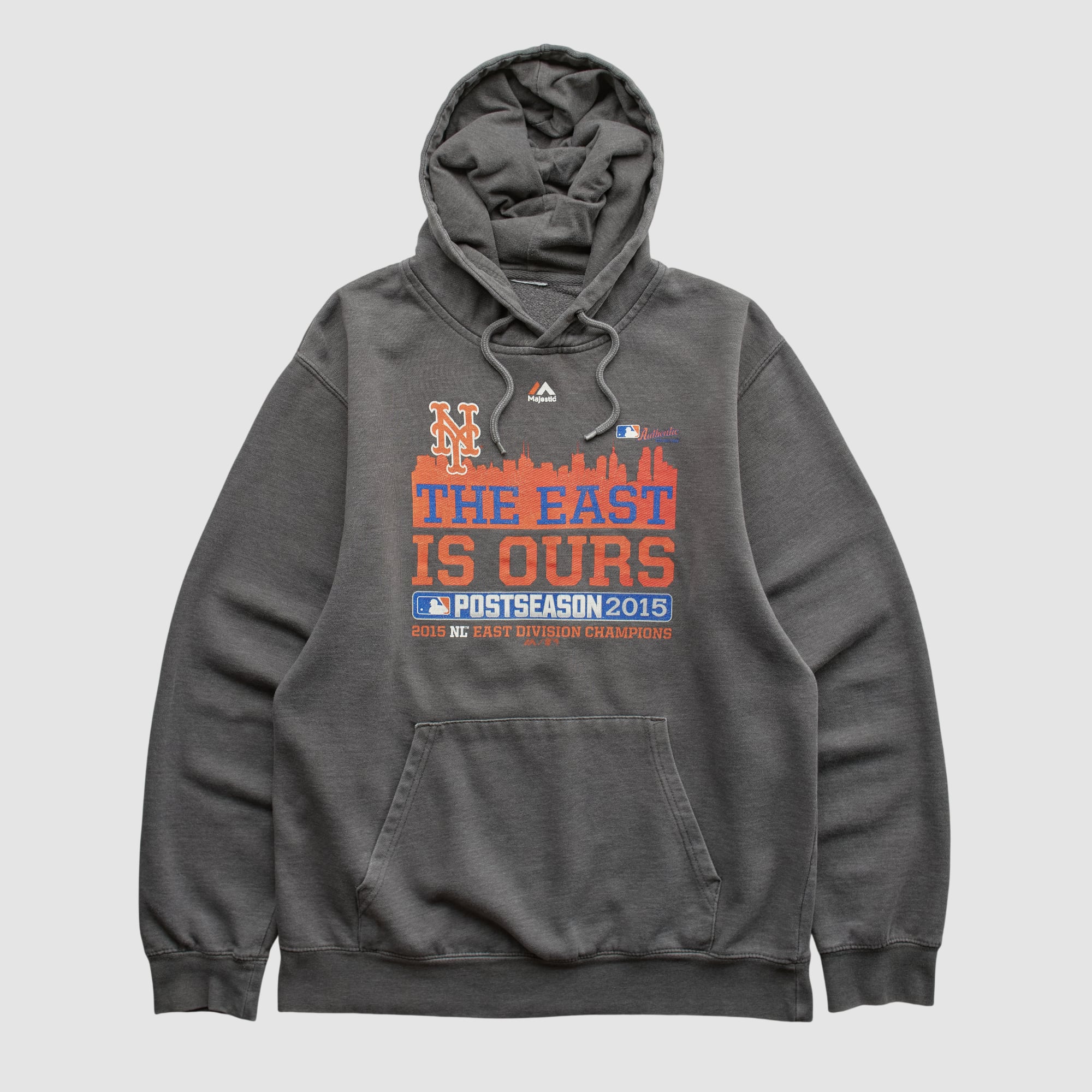 New York Mets Majestic 2015 Hooded Pullover Sweatshirt - Charcoal - XS