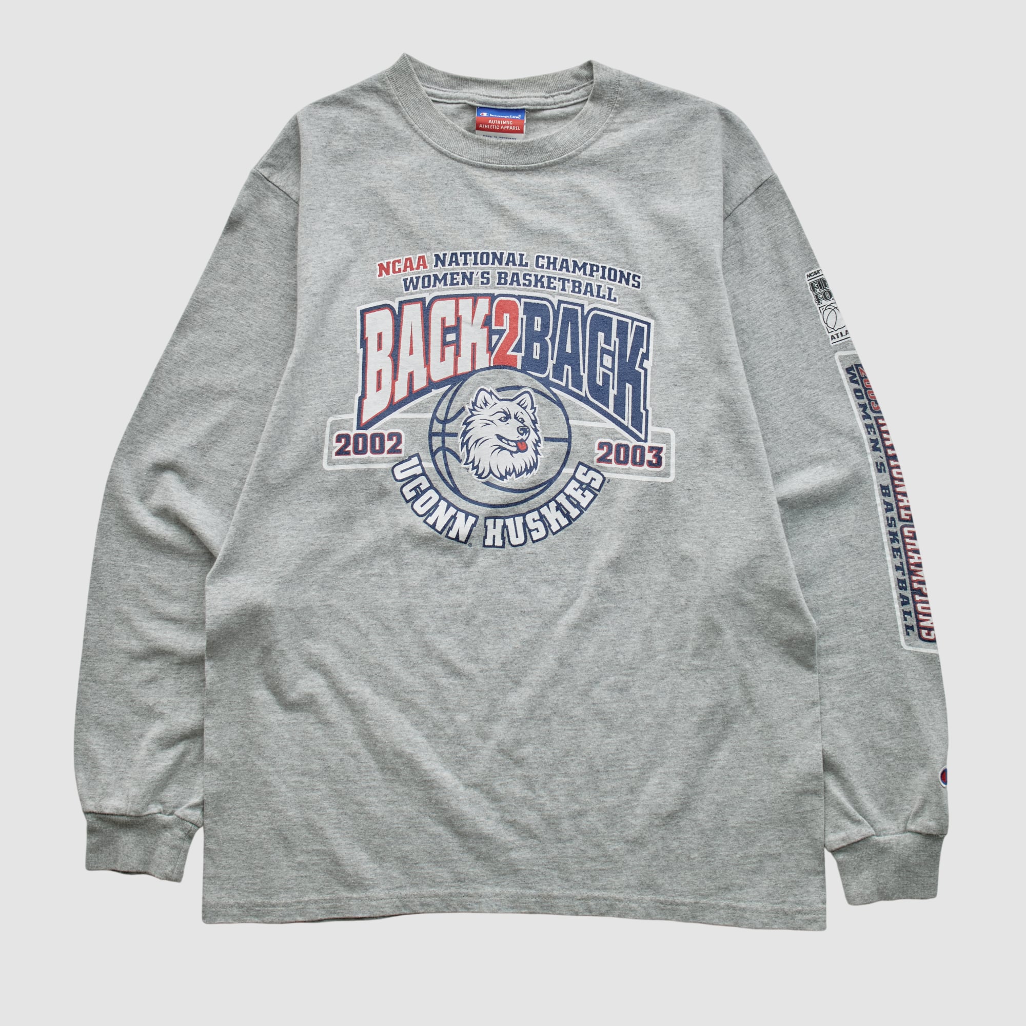 UConn Huskies Champion 2003 Long Sleeve T-shirt - Heather Gray - S