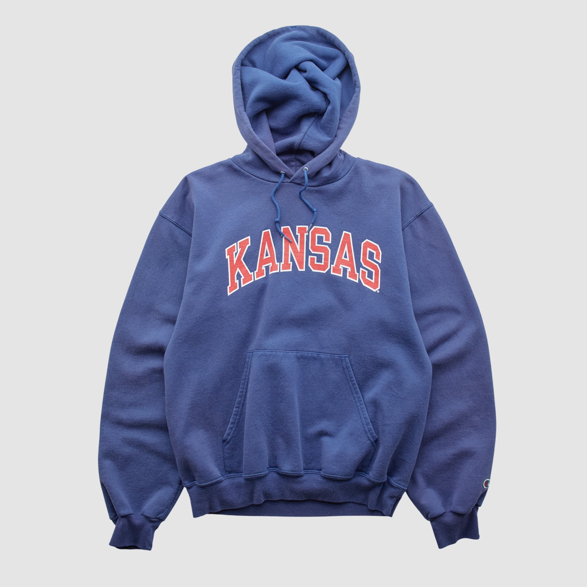 Kansas Jayhawks Champion 2000s Hooded Pullover Sweatshirt - Blue - XS