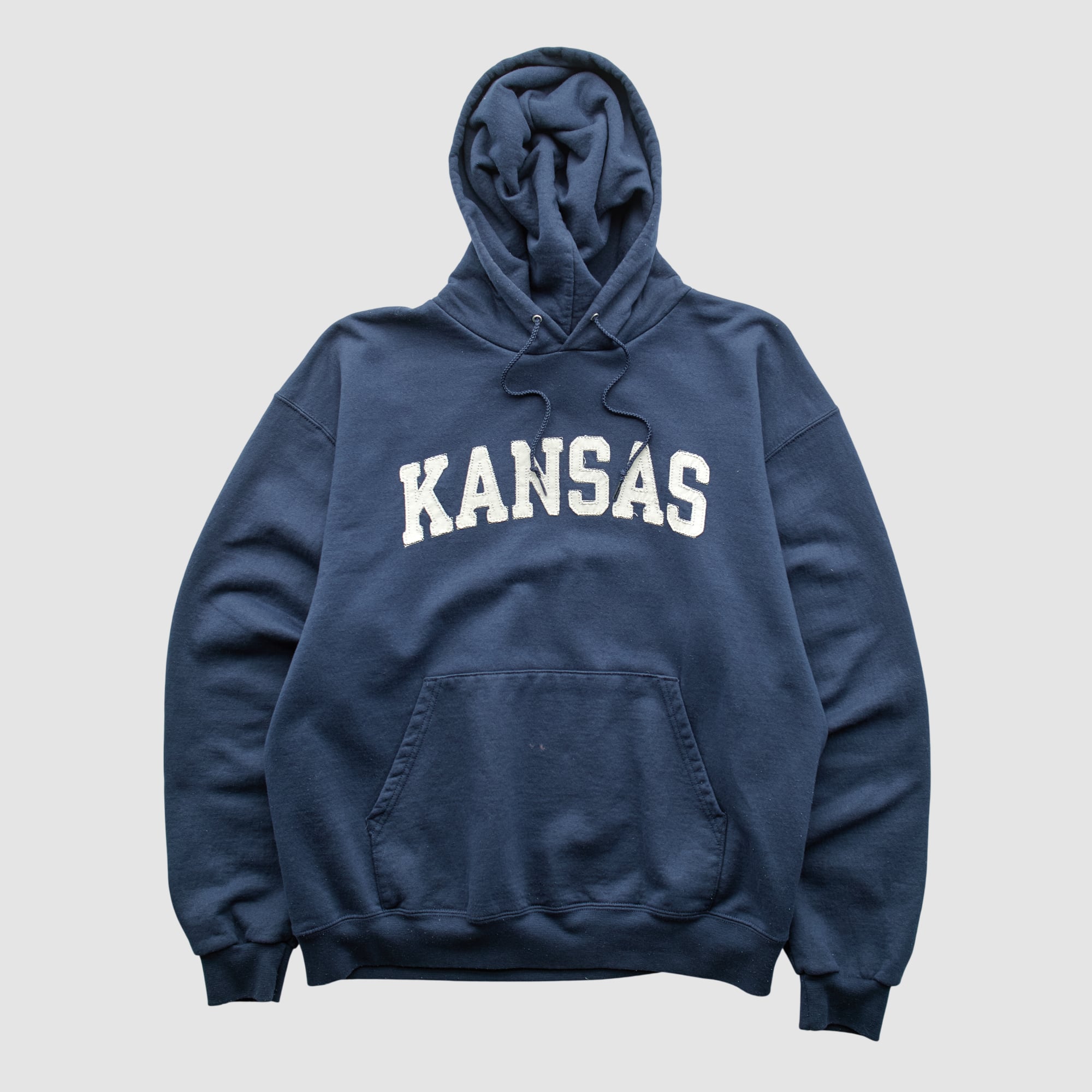 Kansas Jayhawks Champion 2000s Hooded Pullover Sweatshirt - Navy - S