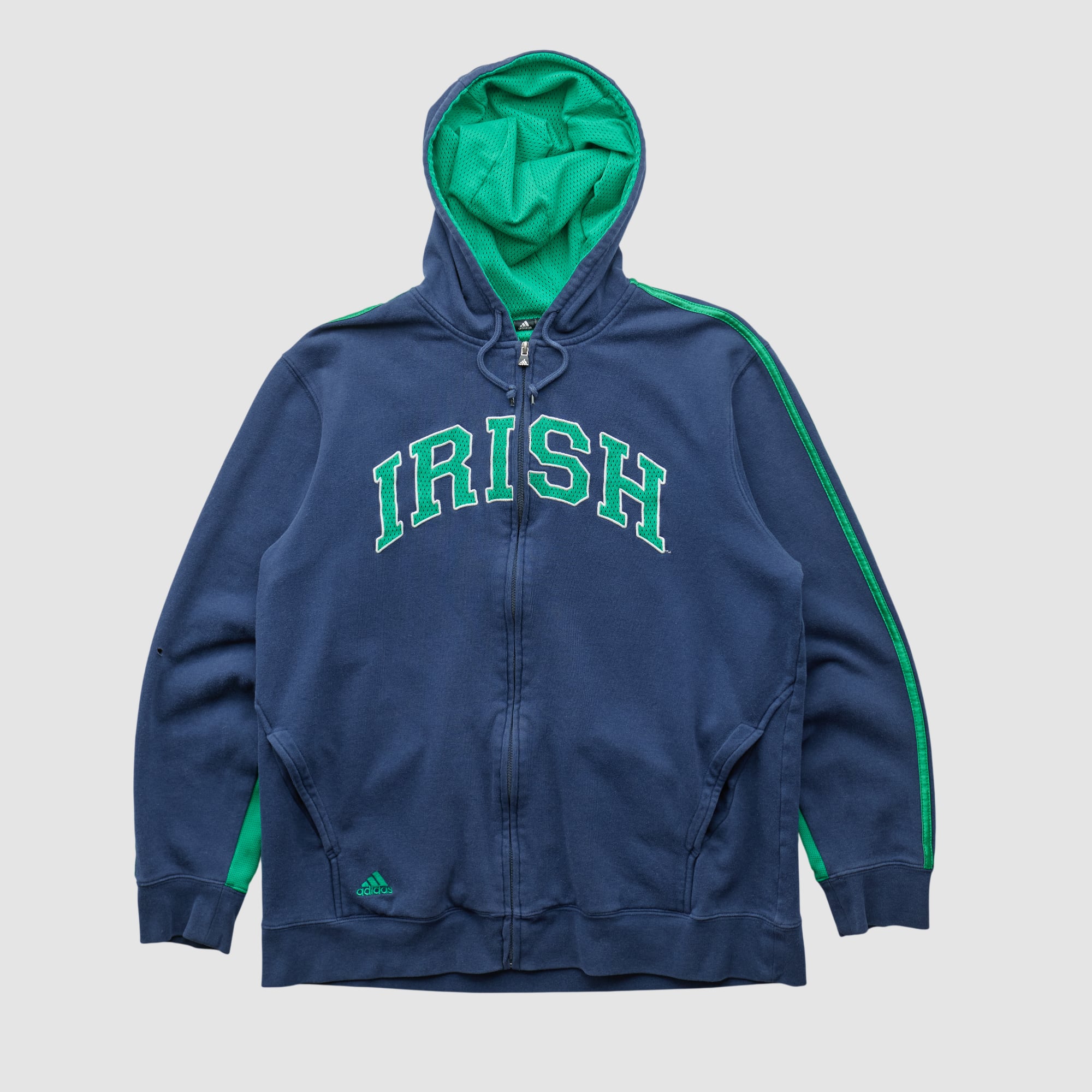 Notre Dame Fighting Irish Adidas 2010s Hooded Full Zip Sweatshirt - Navy - S