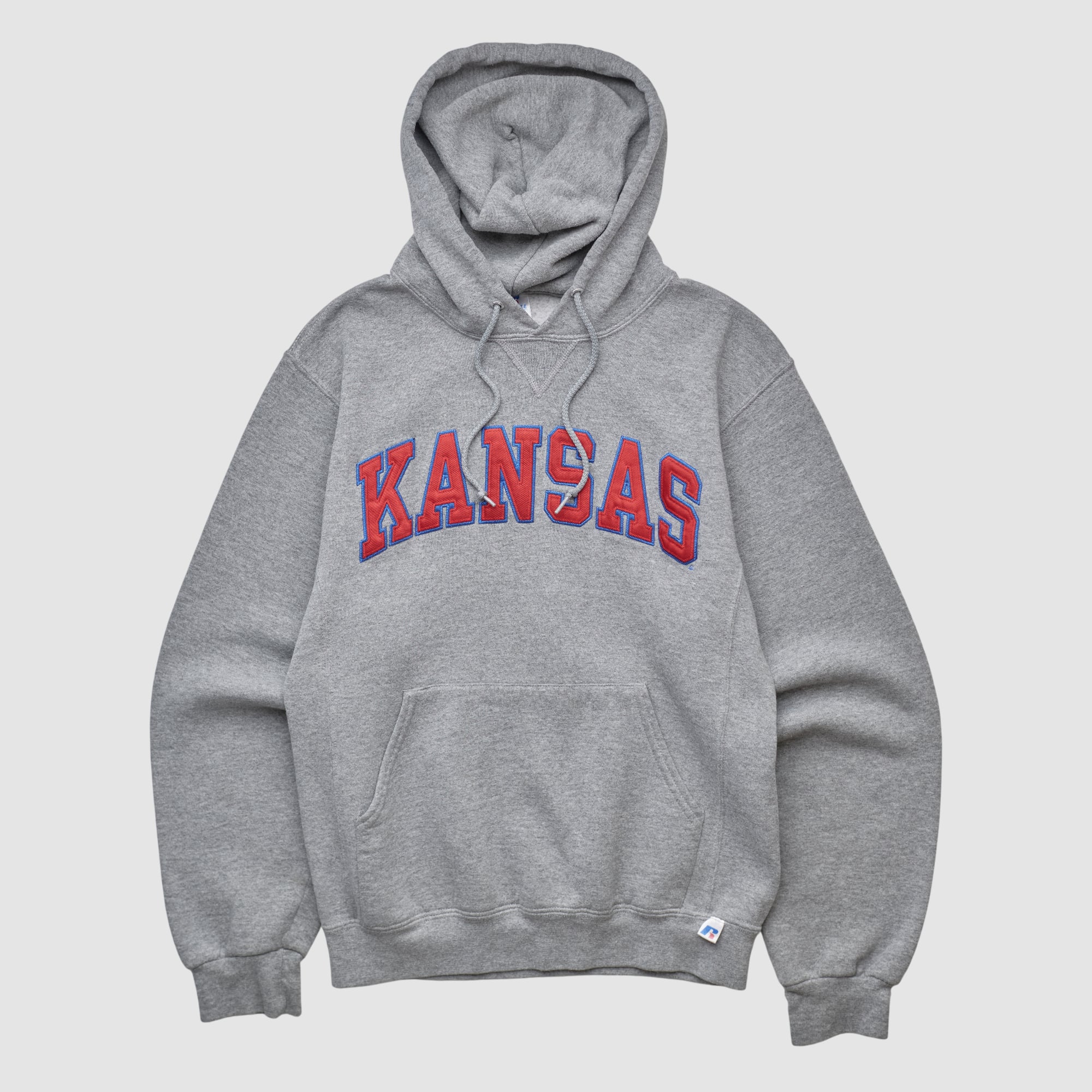 Kansas Jayhawks Russell 2000s Hooded Pullover Sweatshirt - Dark Heather Gray - XS