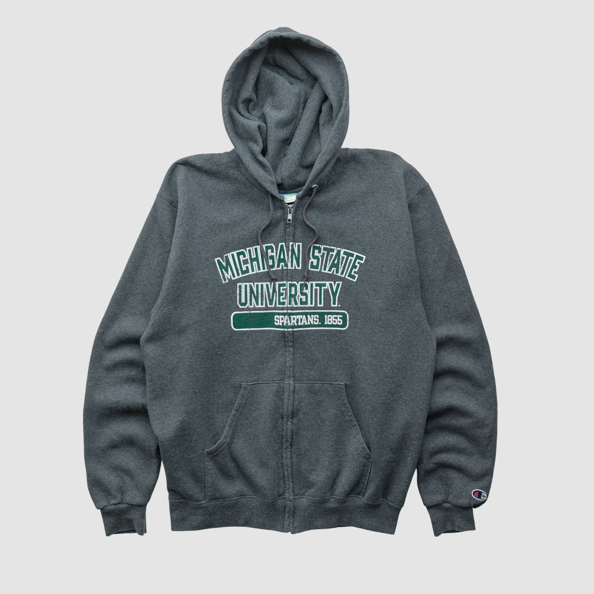 Michigan State Spartans Champion 2010s Hooded Full Zip Sweatshirt - Dark Heather Gray - S
