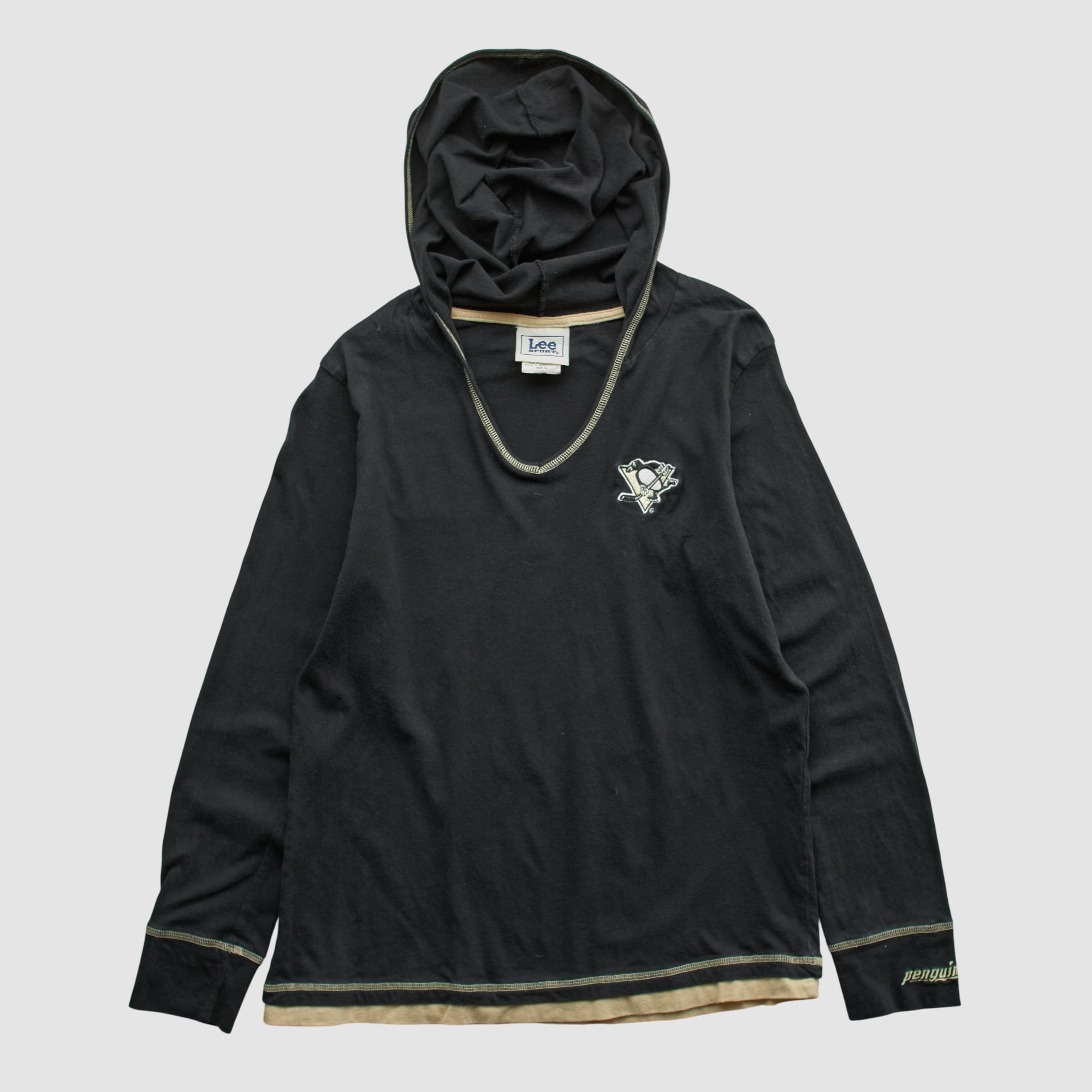 Pittsburgh Penguins Lee Apparel 2000s Hooded Long Sleeve Top - Black - M