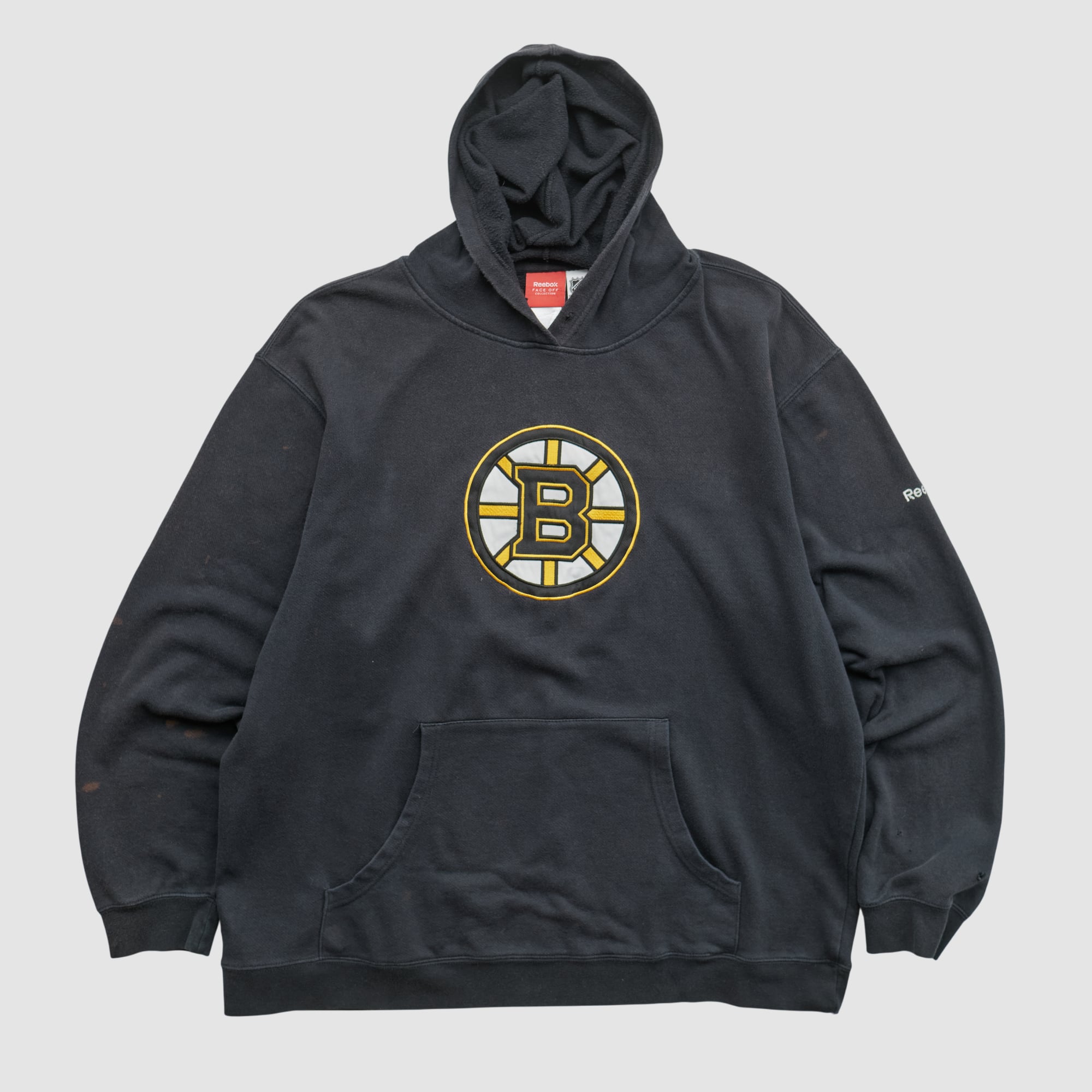 Boston Bruins Reebok 2000s Hooded Pullover Sweatshirt - Black - L