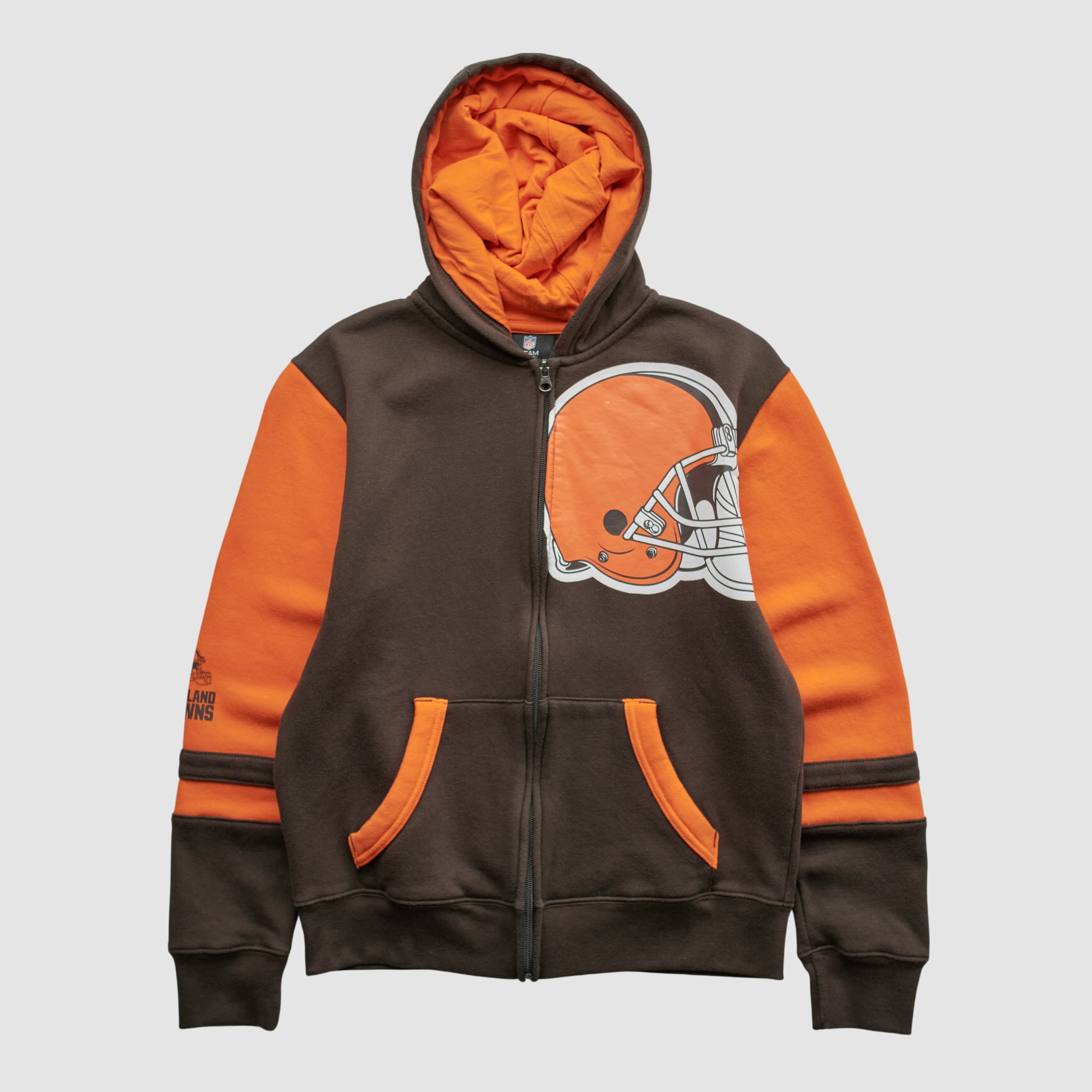 Cleveland Browns NFL 2010s Hooded Full Zip Sweatshirt - Brown - Yth XL
