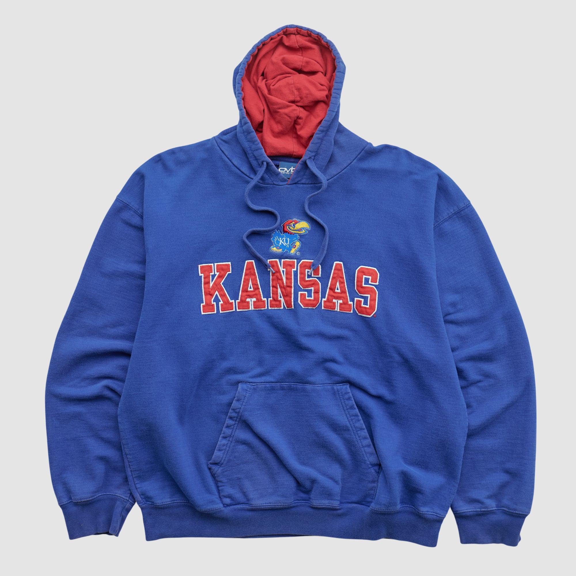 Kansas Jayhawks Old Varsity Brand 2010s Hooded Pullover Sweatshirt - Blue - L