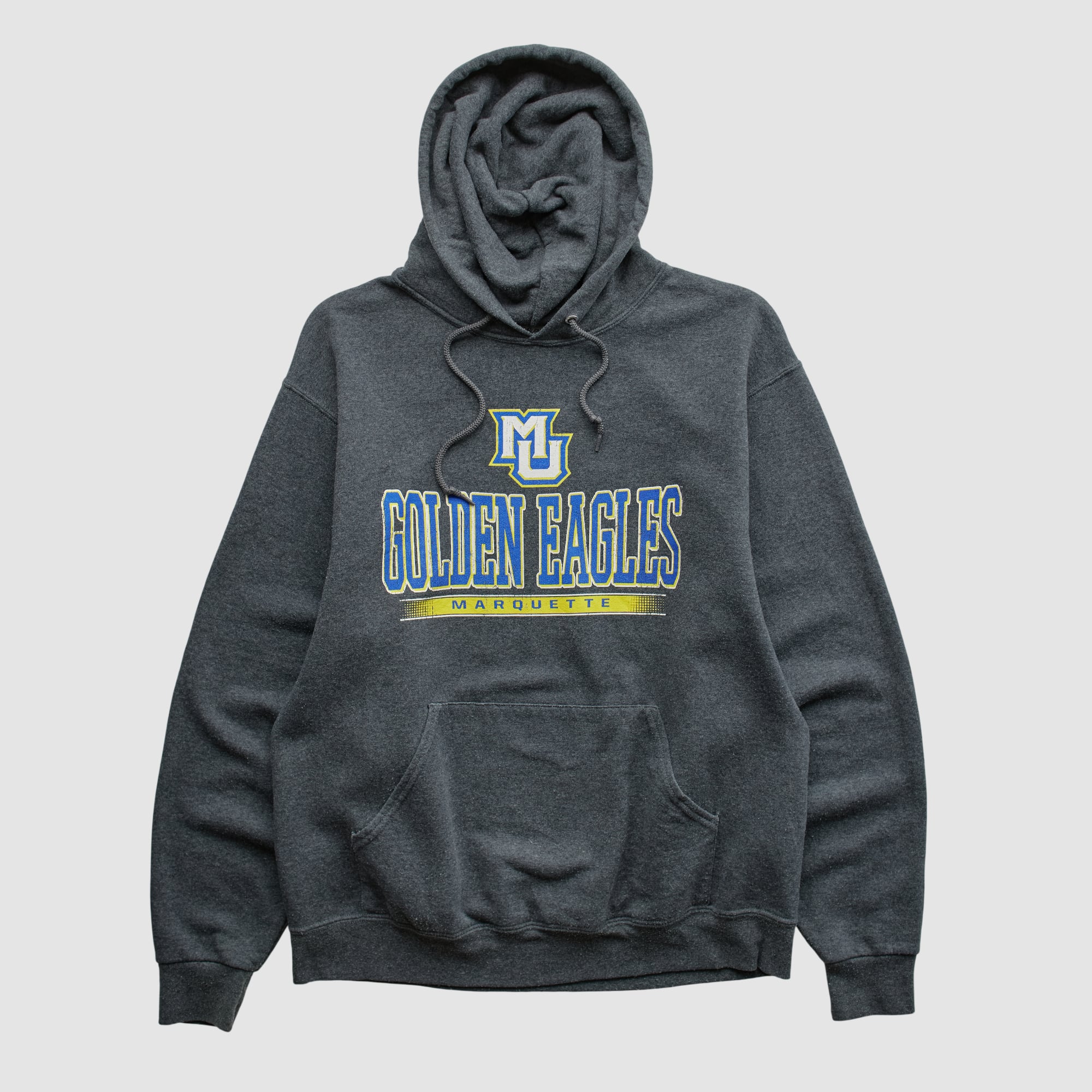 Marquette Golden Eagles Jerzees 2010s Hooded Pullover Sweatshirt - Dark Heather Gray - S