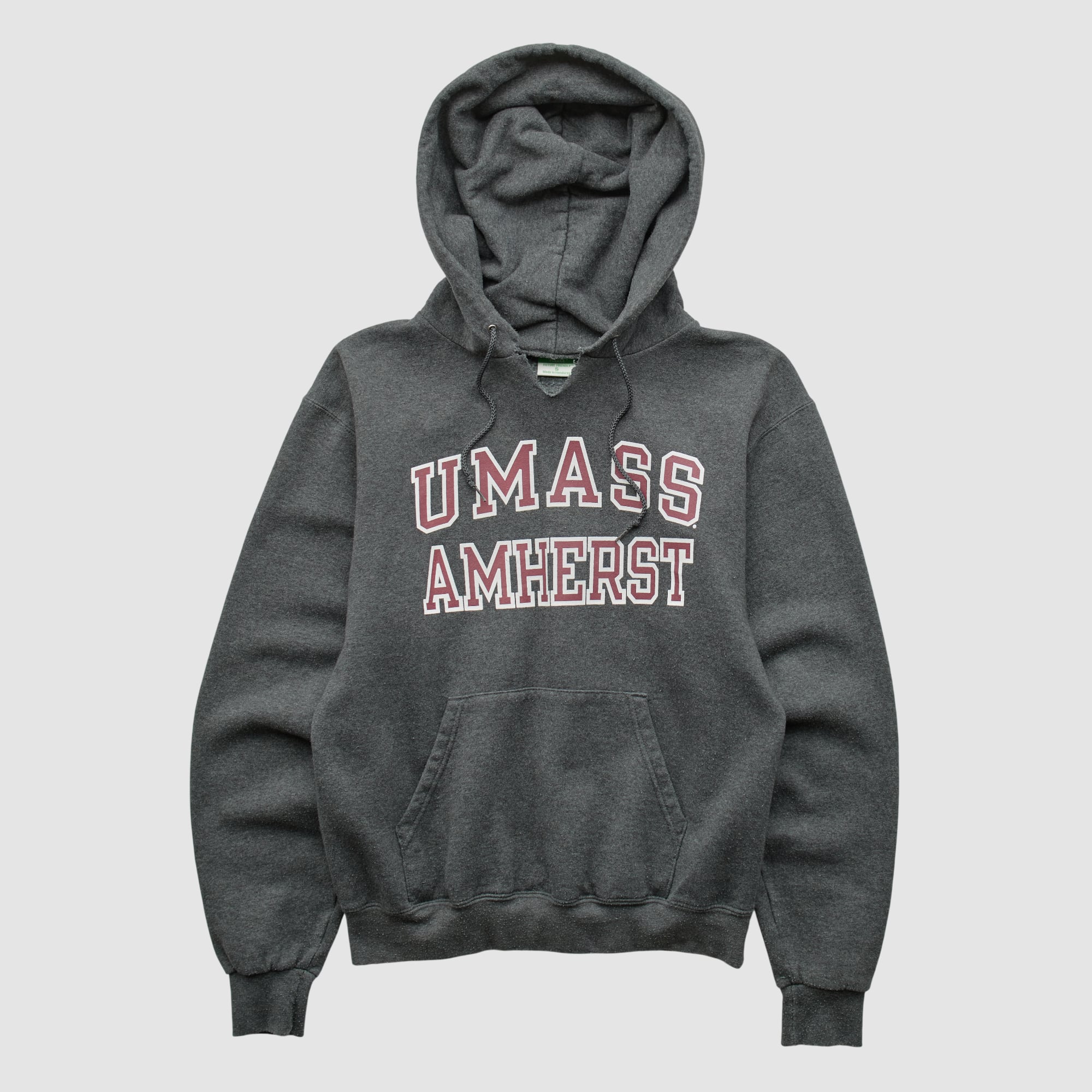 UMass Minutemen Champion 2010s Hooded Pullover Sweatshirt - Dark Heather Gray - XS