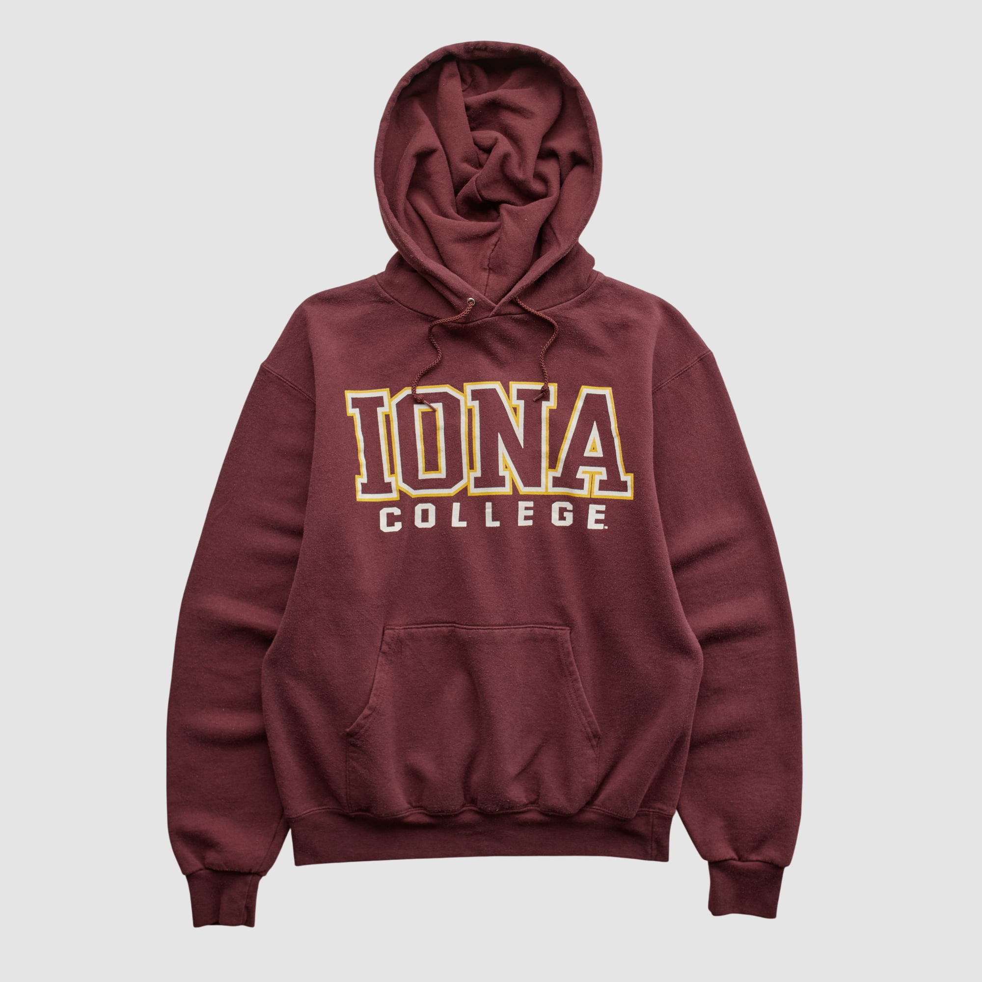 Iona University Gaels Champion 2000s Hooded Pullover Sweatshirt - Maroon - XS