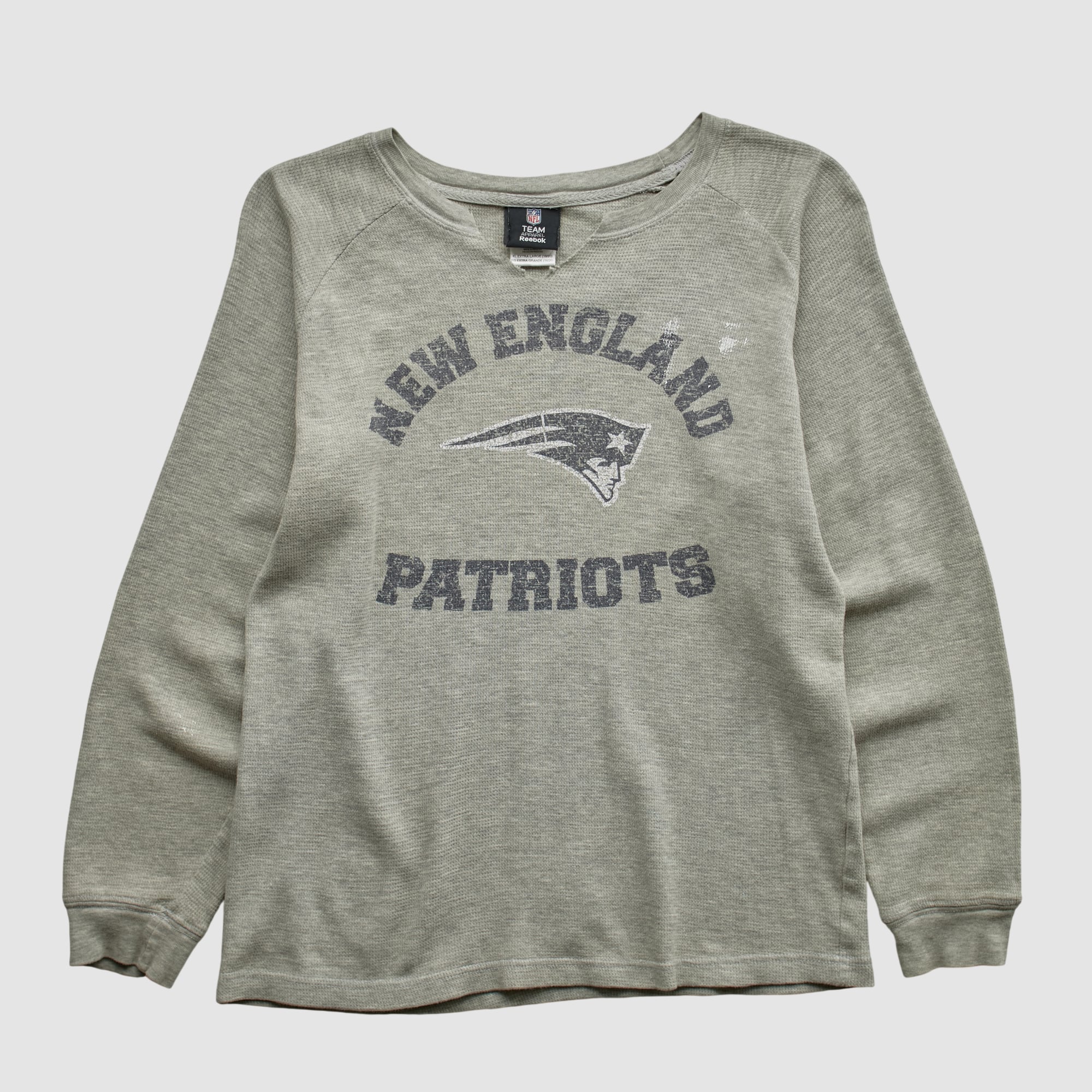 New England Patriots Reebok 2010s Long Sleeve T-shirt - Heather Gray - XS