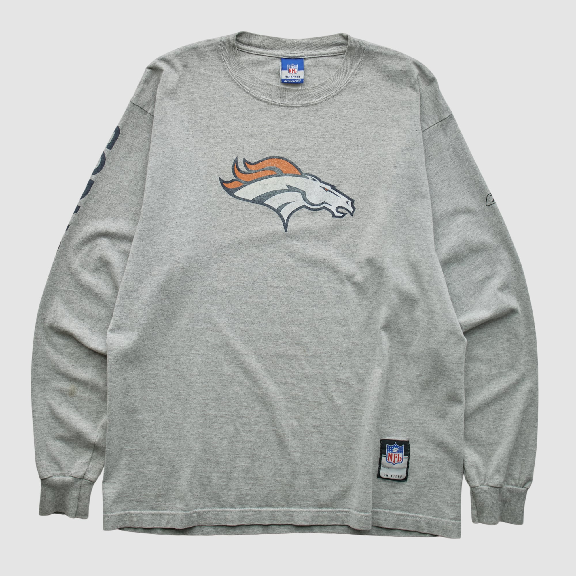Denver Broncos Reebok 2000s Long Sleeve T-shirt - Heather Gray - M