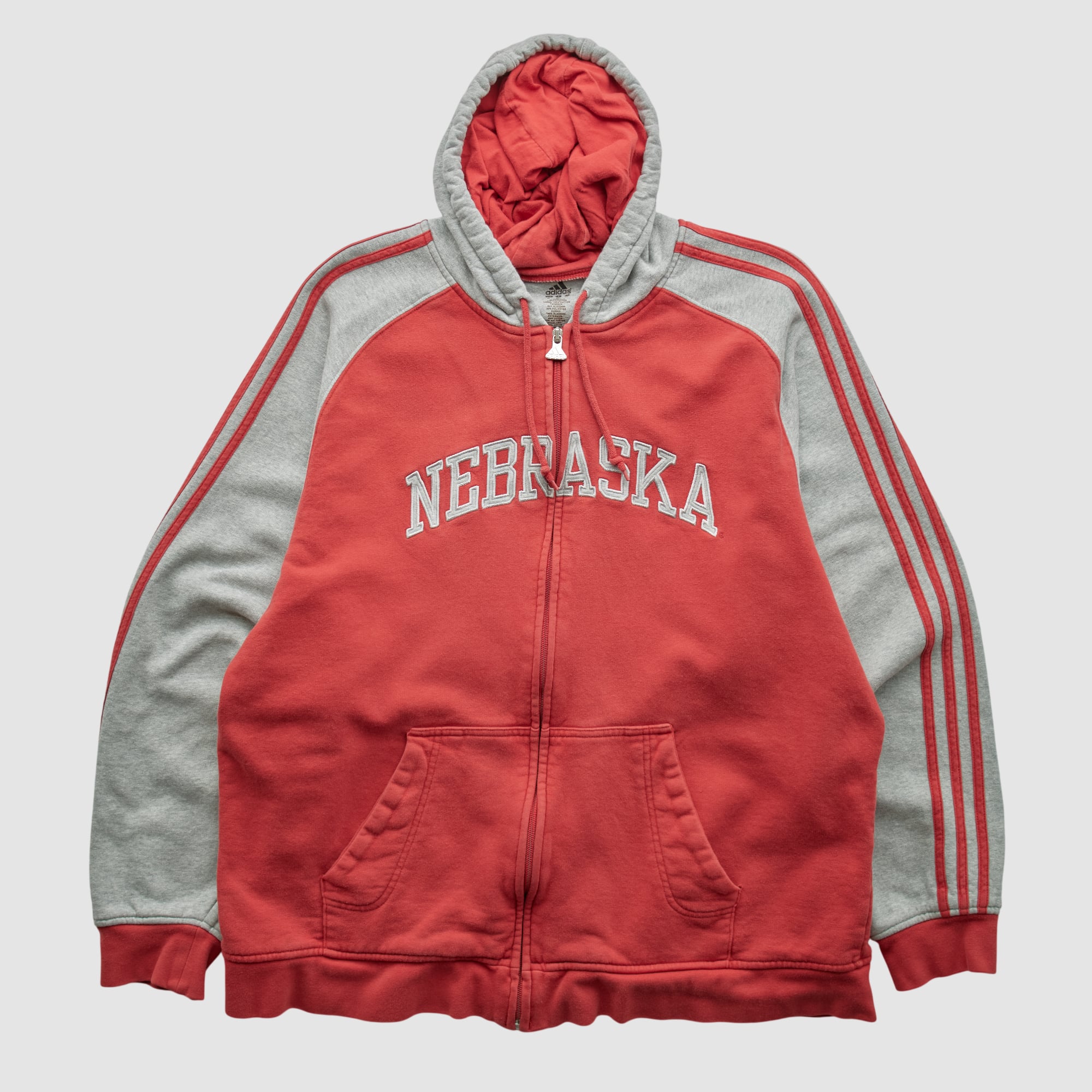 Nebraska Huskers Adidas 2010s Hooded Full Zip Sweatshirt - Red - L