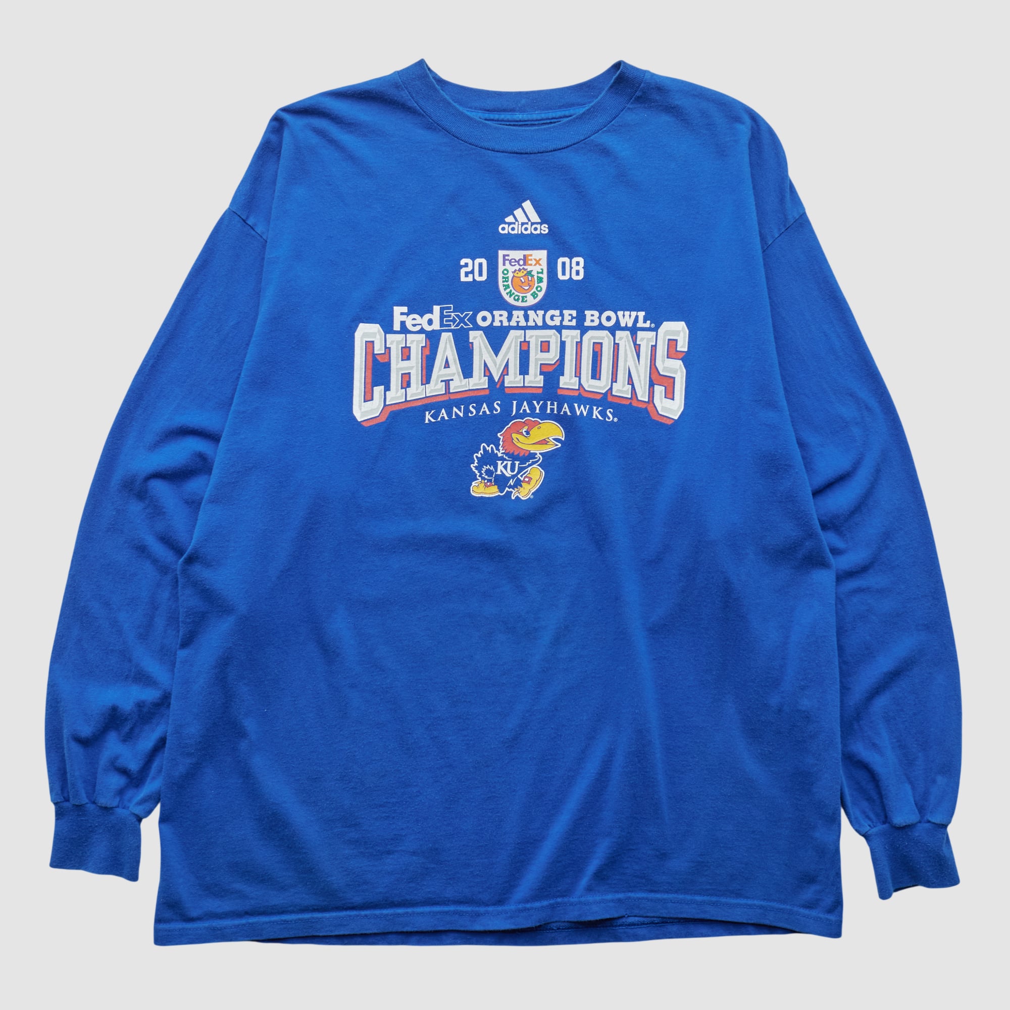 Kansas Jayhawks Adidas 2008 Long Sleeve T-shirt - Blue - L