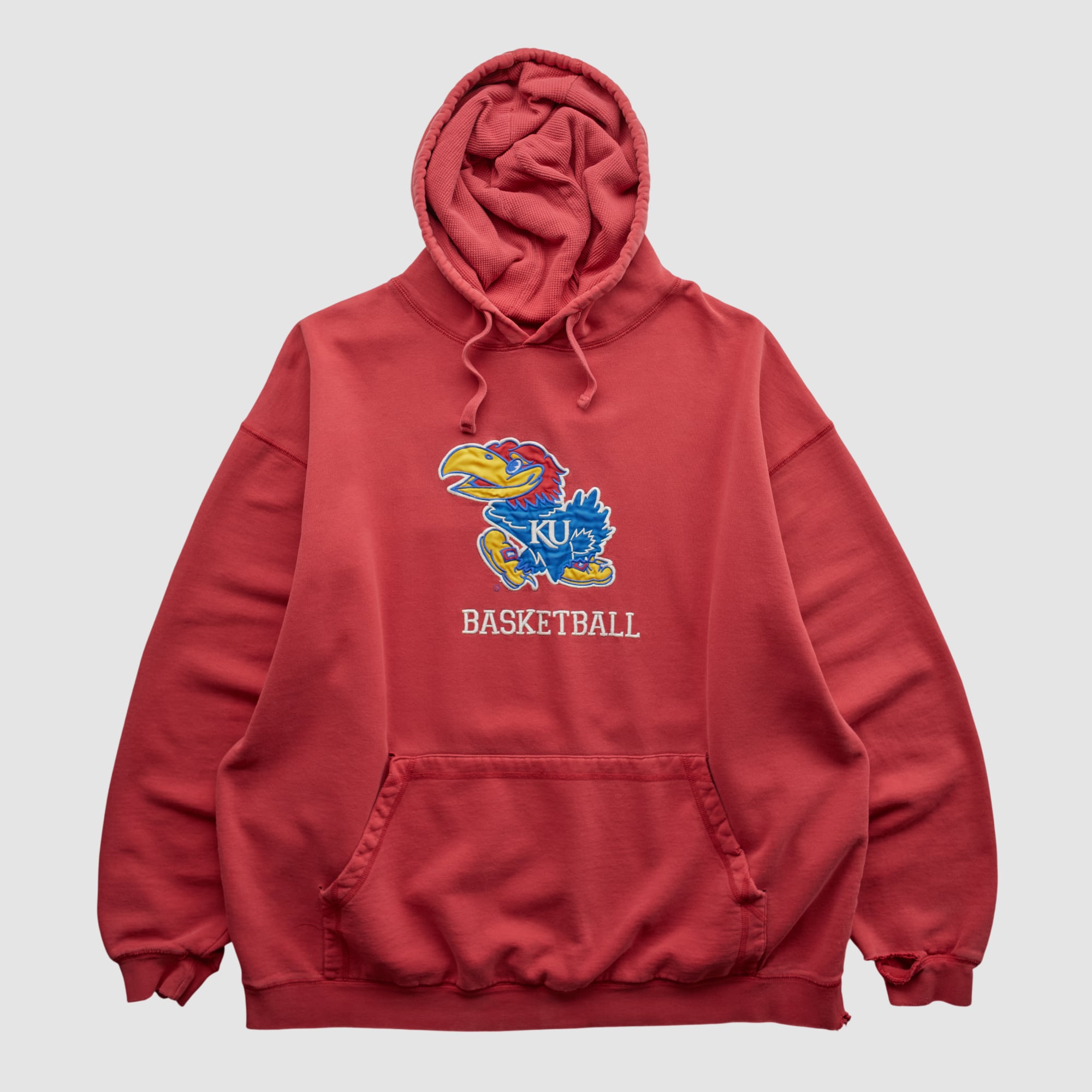 Kansas Jayhawks 2000s Hooded Pullover Sweatshirt - Red - XL