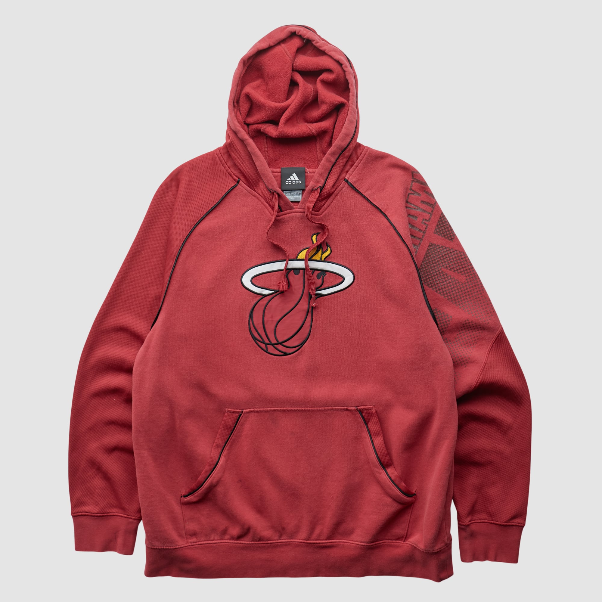 Miami Heat Adidas 2010s Hooded Pullover Sweatshirt - Red - S