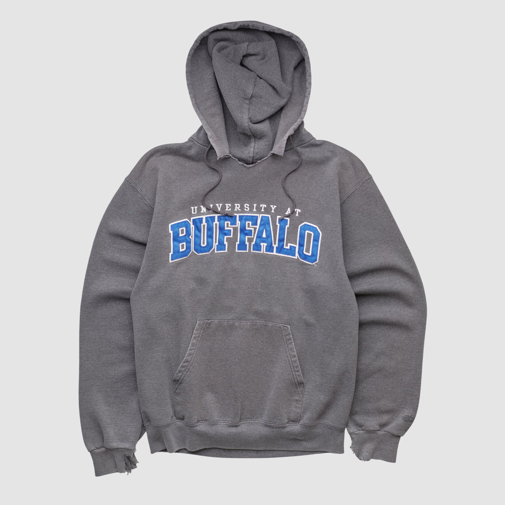 Buffalo Bulls Champion 2000s Hooded Pullover Sweatshirt - Dark Heather Gray - XS
