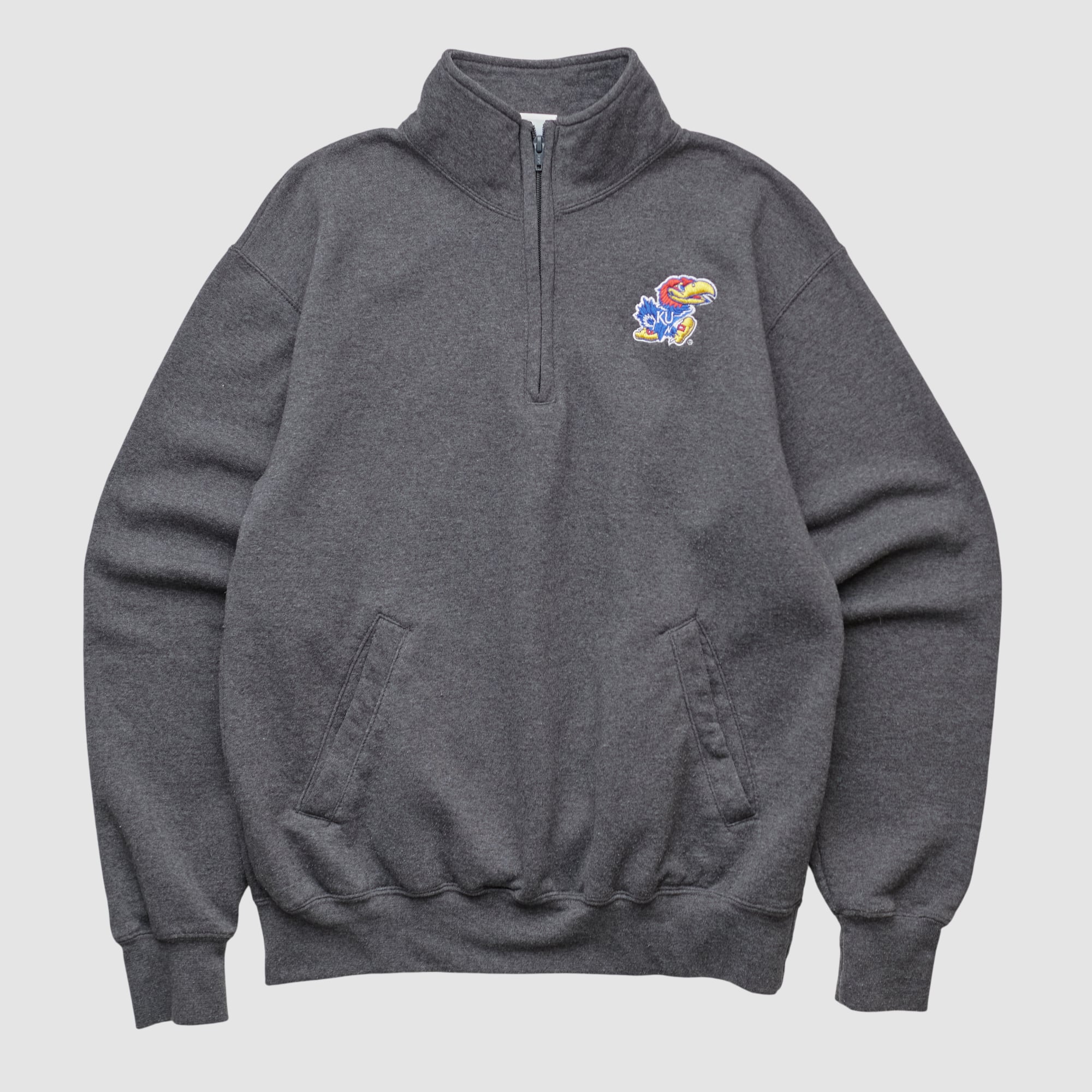 Kansas Jayhawks Champion 2010s 1/4 Zip Sweatshirt - Dark Heather Gray - S