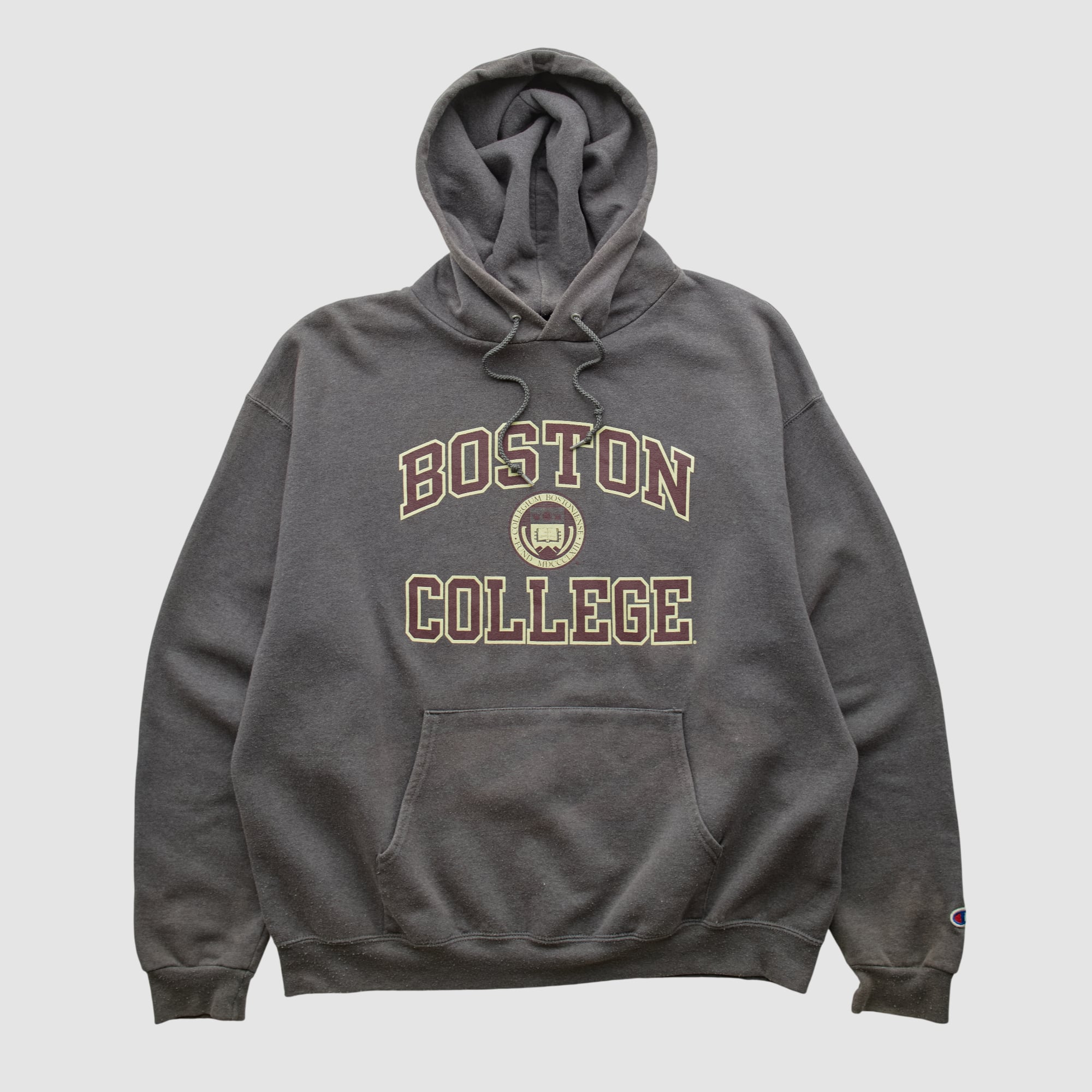 Boston College Eagles Champion 2010s Hooded Pullover Sweatshirt - Dark Heather Gray - S