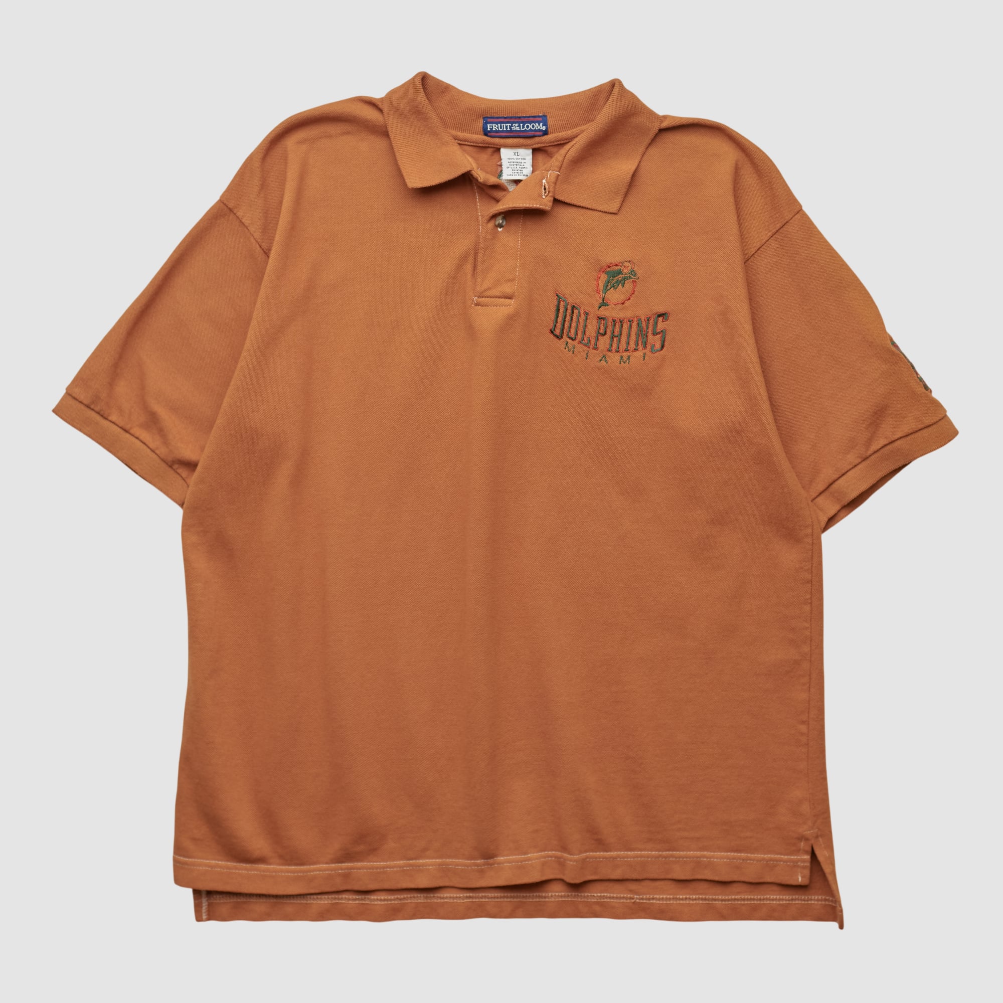Miami Dolphins Fruit of The Loom 90s Polo - Clay - L