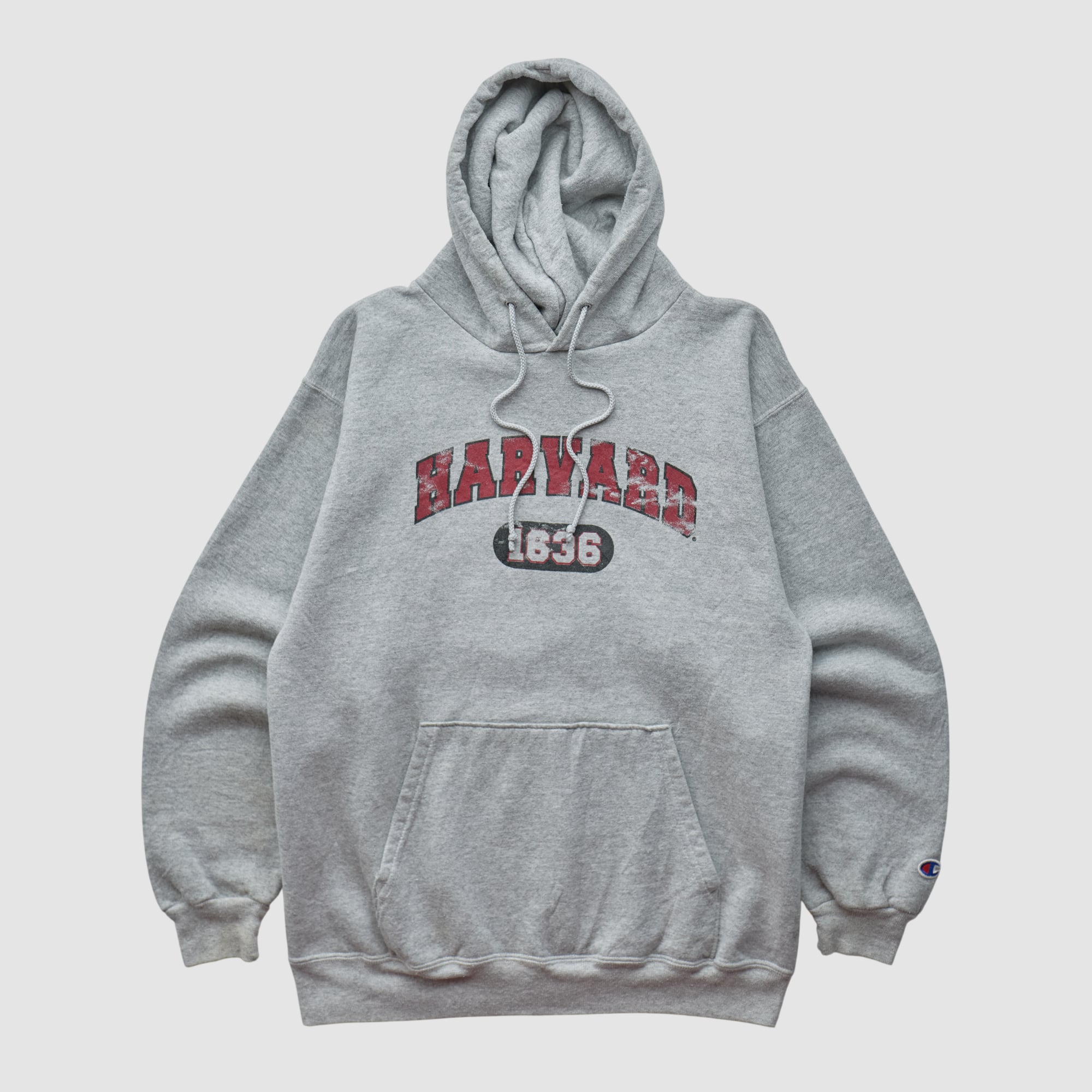 Harvard Crimson Champion 2010s Hooded Pullover Sweatshirt - Heather Gray - XS