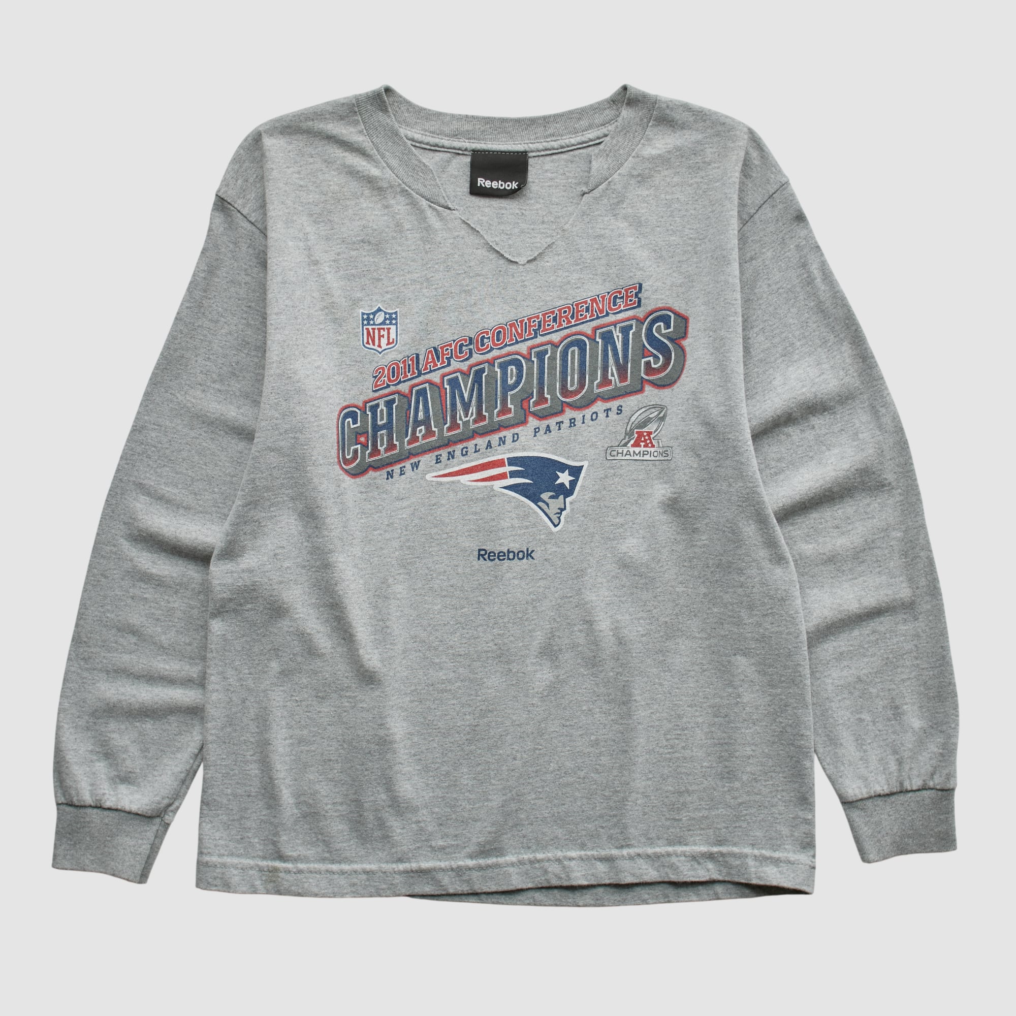 New England Patriots Reebok 2011 Long Sleeve T-shirt - Heather Gray - XS