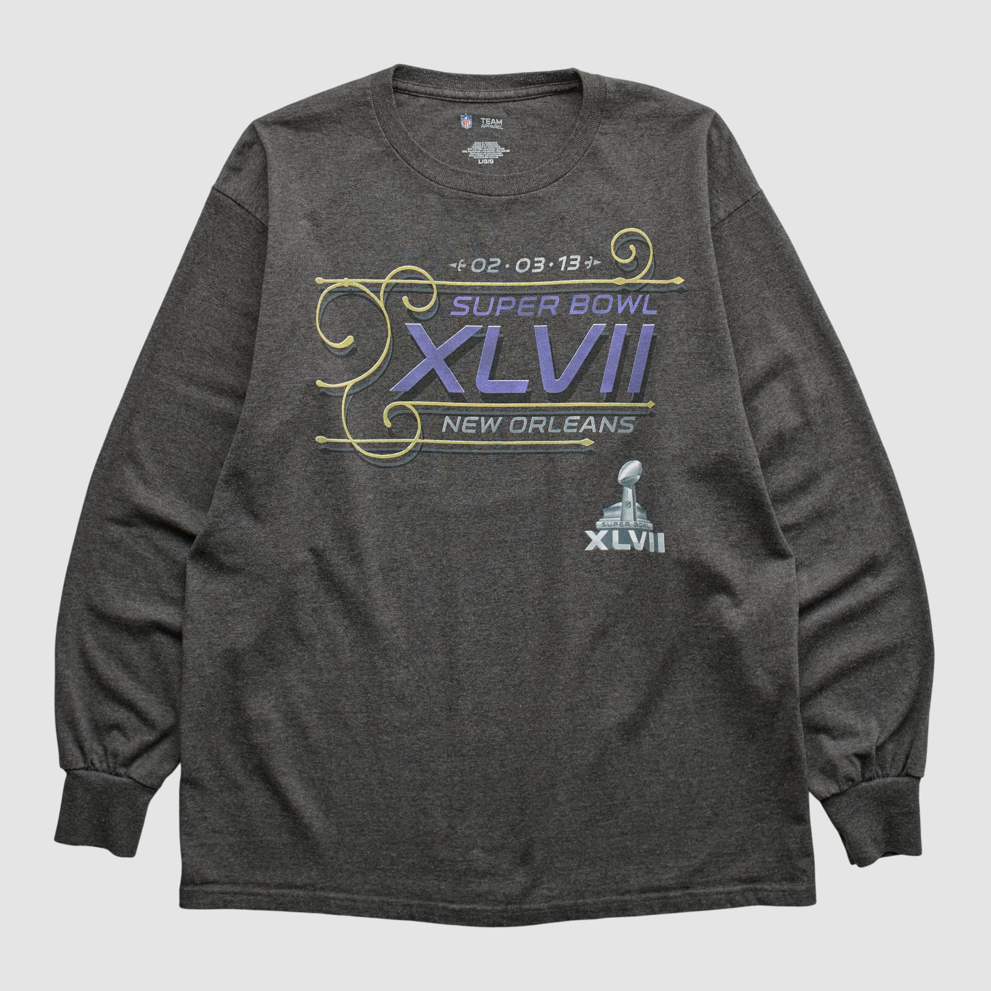 New Orleans Saints NFL 2013 Long Sleeve T-shirt - Dark Heather Gray - M