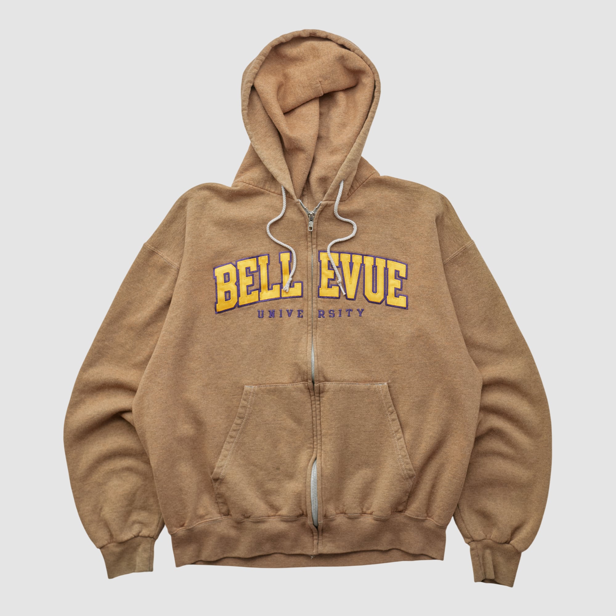 Bellevue Bruins Champion 90s Hooded Full Zip Sweatshirt - Clay - M