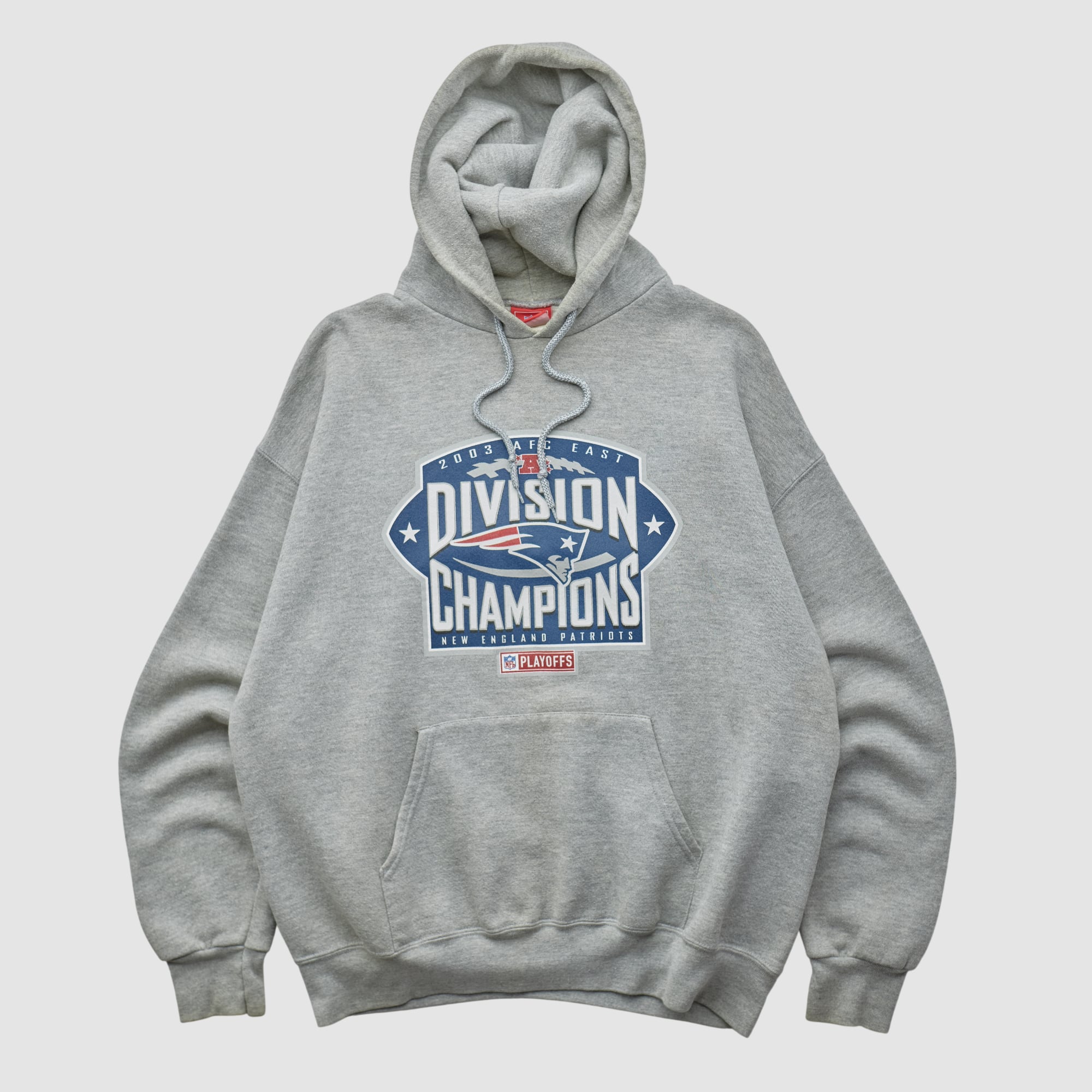 New England Patriots NFL 90s Hooded Pullover Sweatshirt - Heather Gray - M