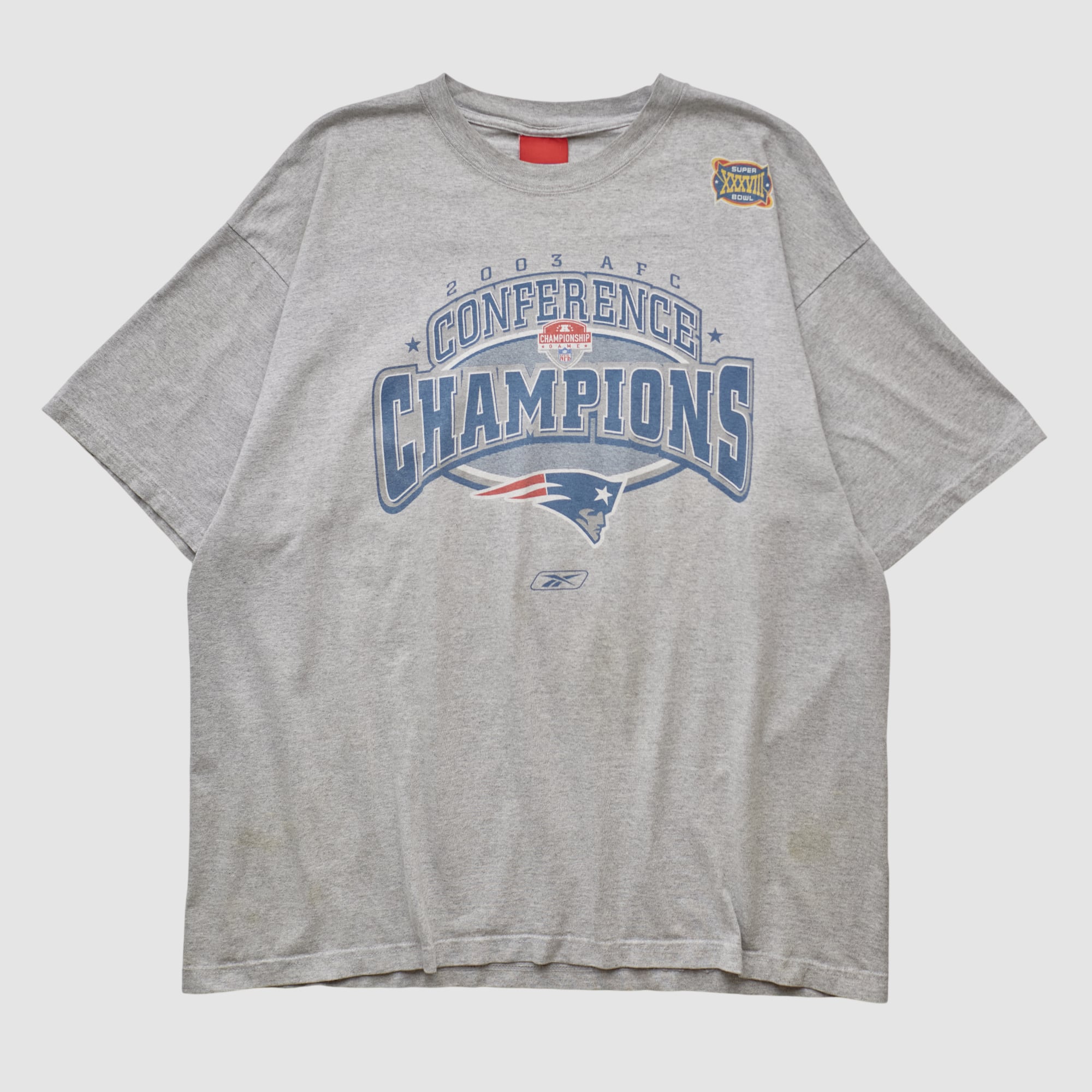 New England Patriots Reebok 2003 T-shirt - Heather Gray - 2XL