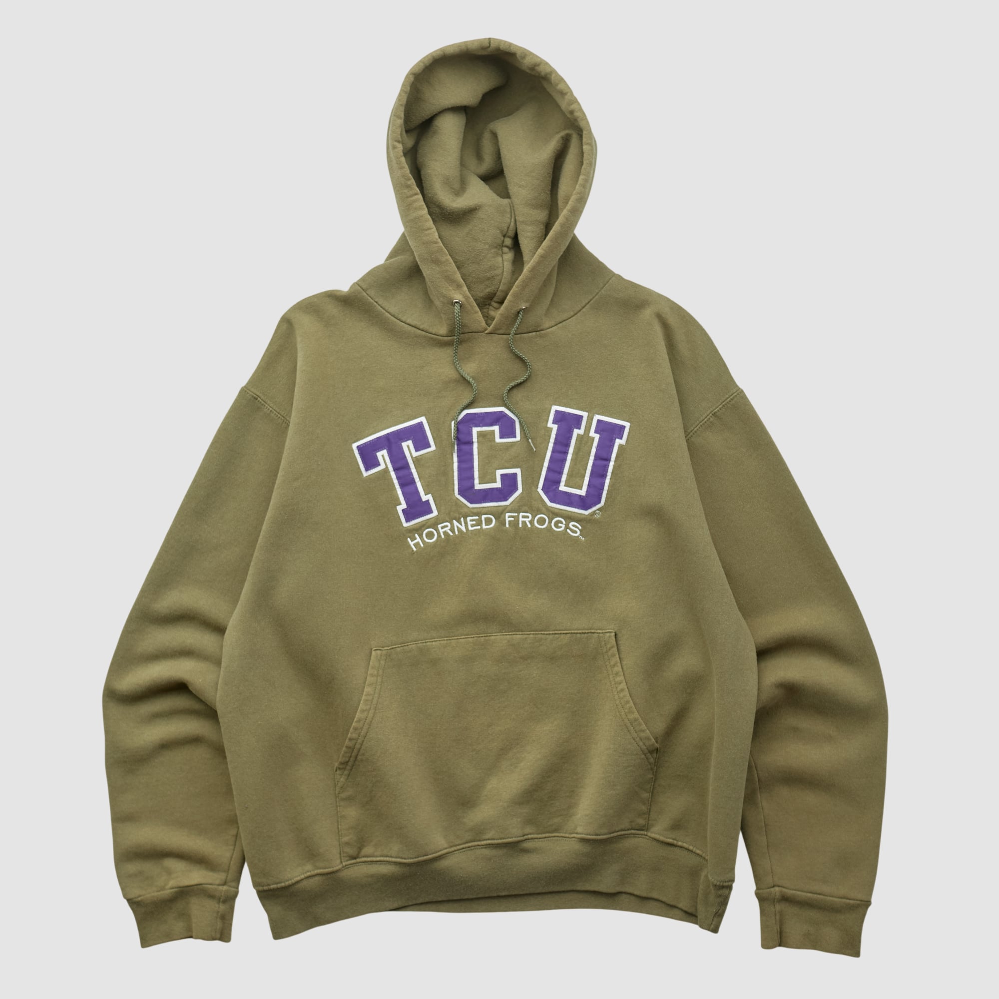 TCU Horned Frogs Champion 2000s Hooded Pullover Sweatshirt - Olive - S