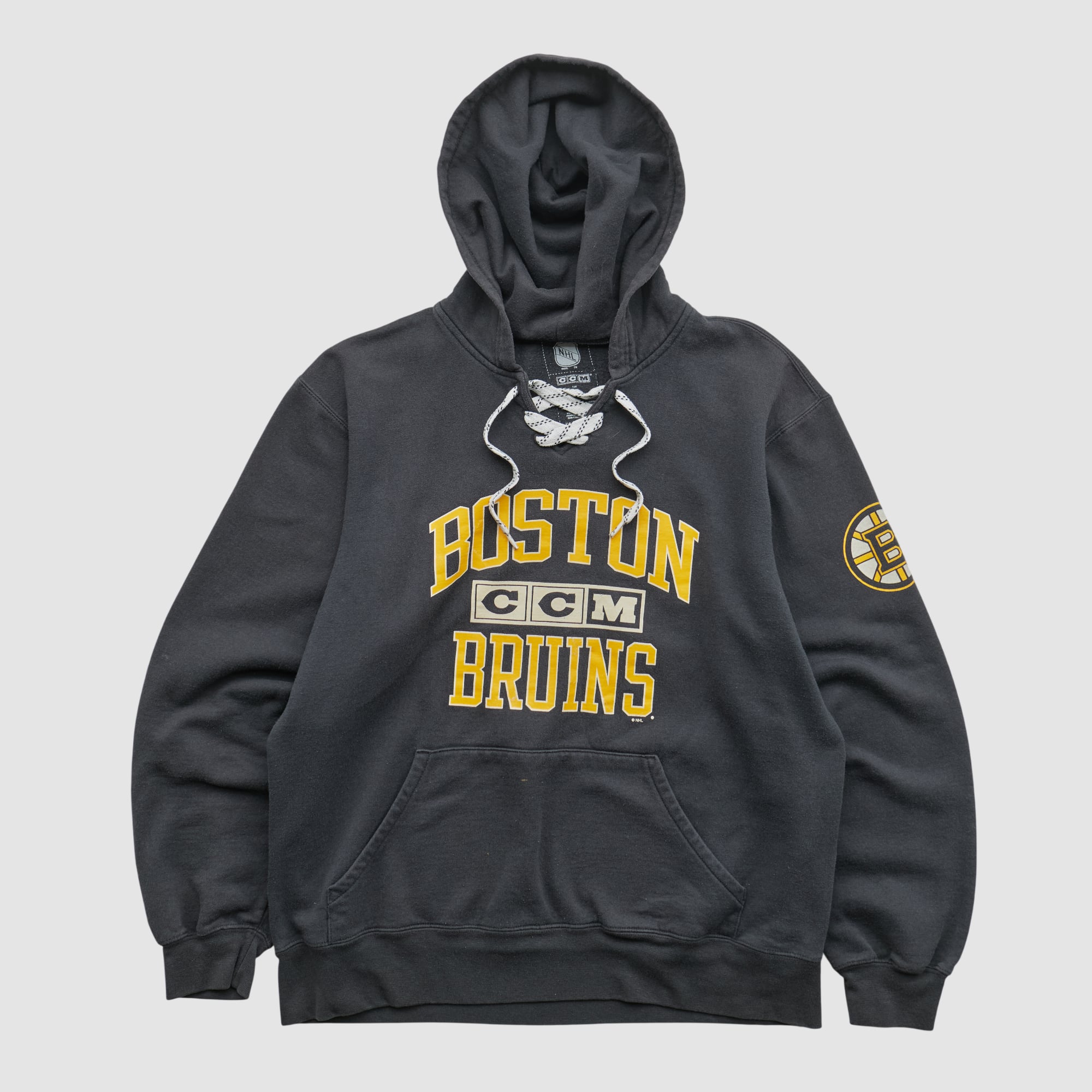 Boston Bruins CCM 2000s Hooded Pullover Sweatshirt - Black - S