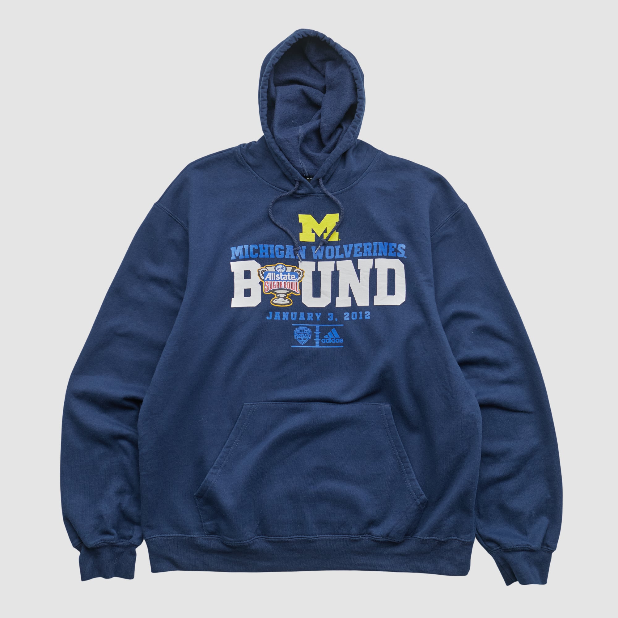 Michigan Wolverines Adidas 2012 Hooded Pullover Sweatshirt - Navy - L