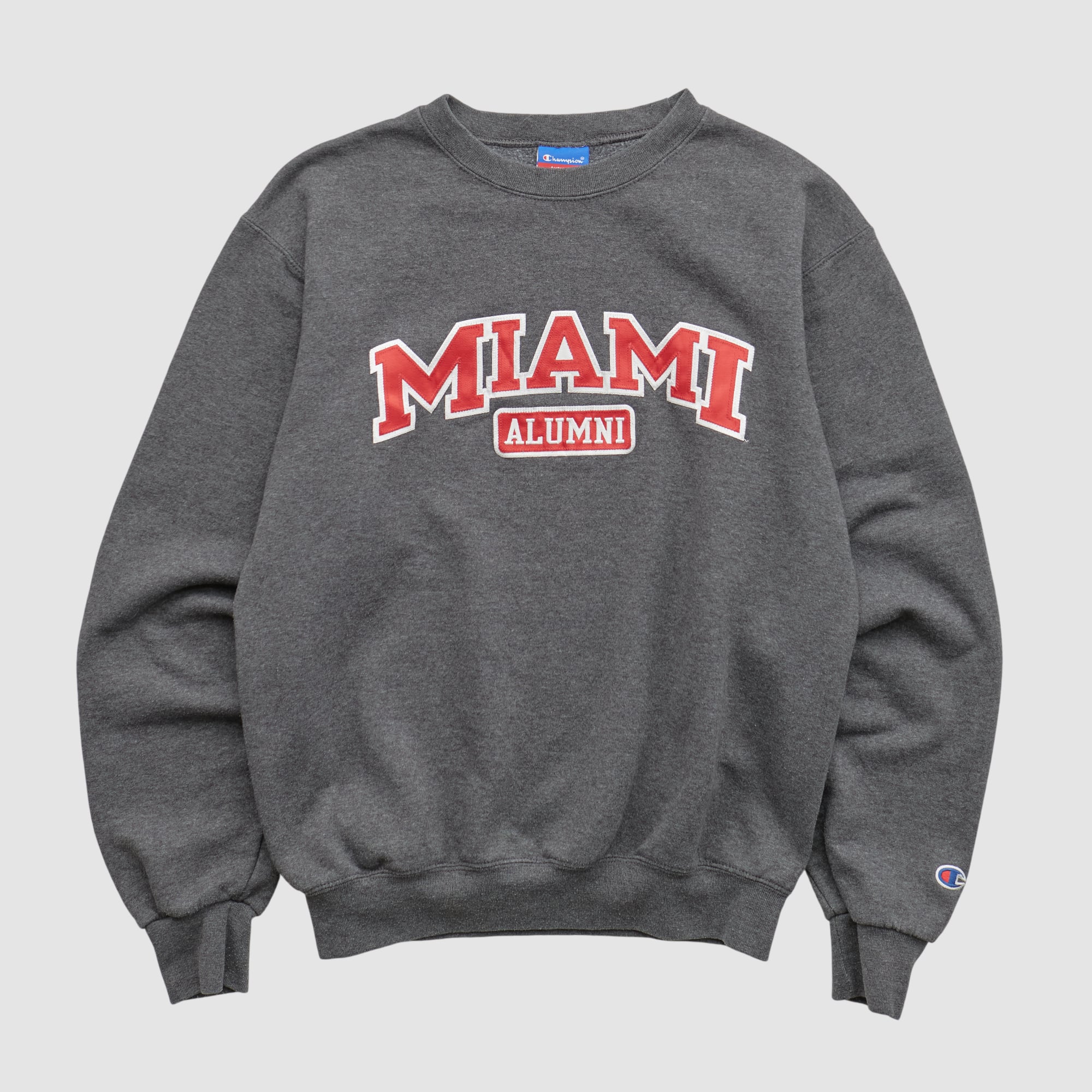 Miami University RedHawks Champion 2000s Pullover Sweatshirt - Dark Heather Gray - XS