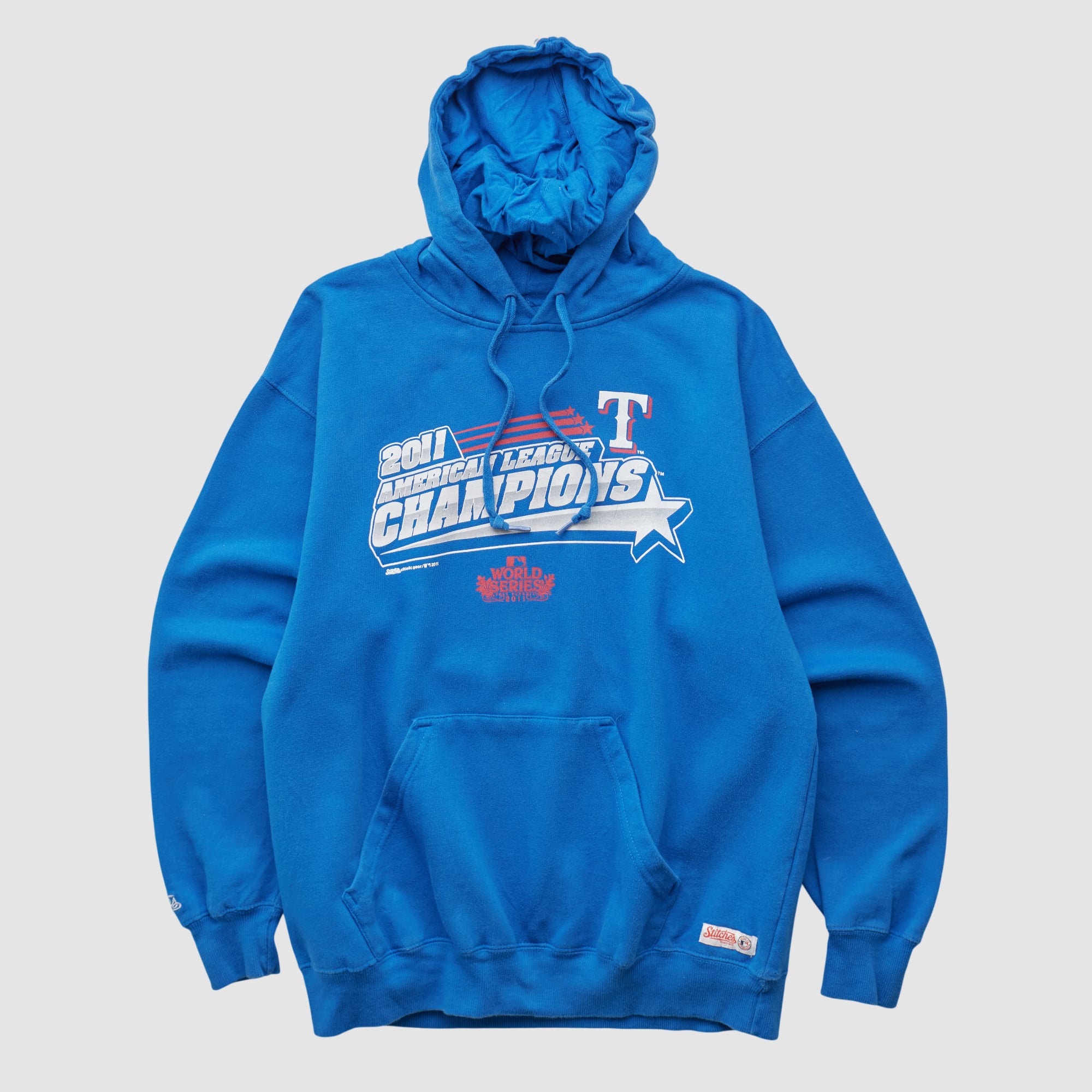 Texas Rangers Stitches 2011 Hooded Pullover Sweatshirt - Blue - M