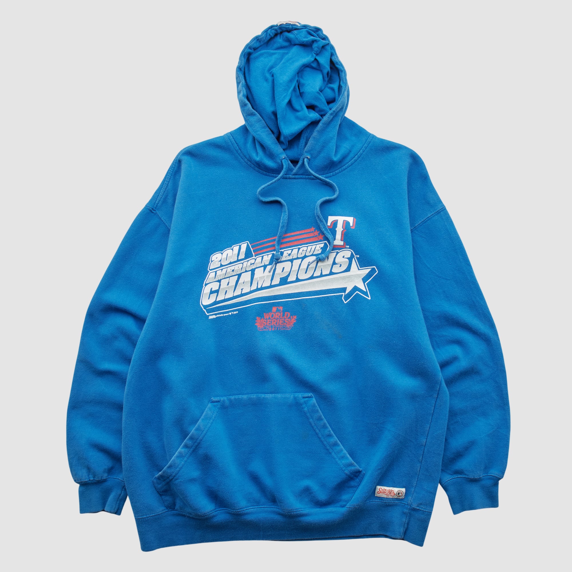 Texas Rangers Stitches 2011 Hooded Pullover Sweatshirt - Blue - M