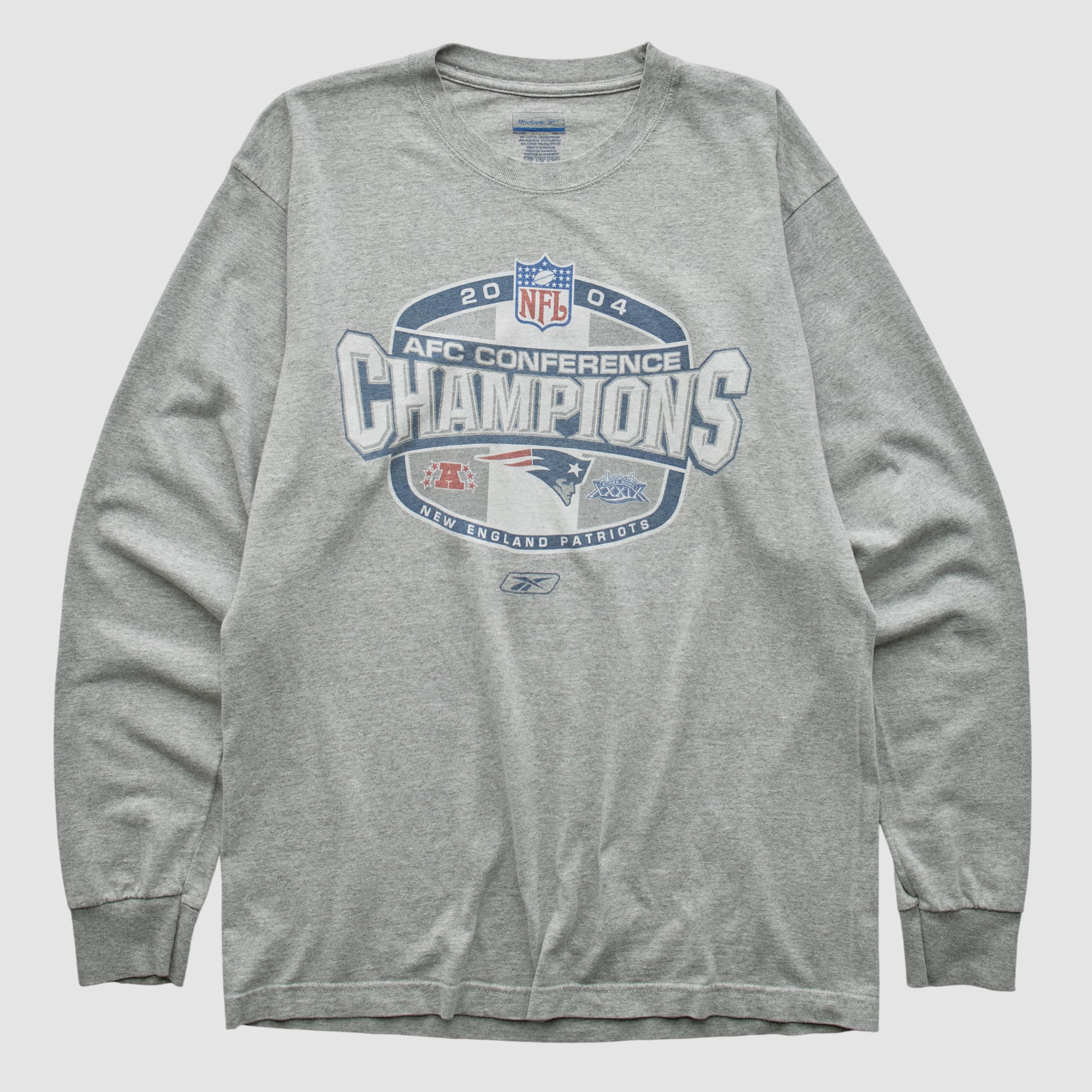 New England Patriots Reebok 2004 Long Sleeve T-shirt - Heather Gray - M