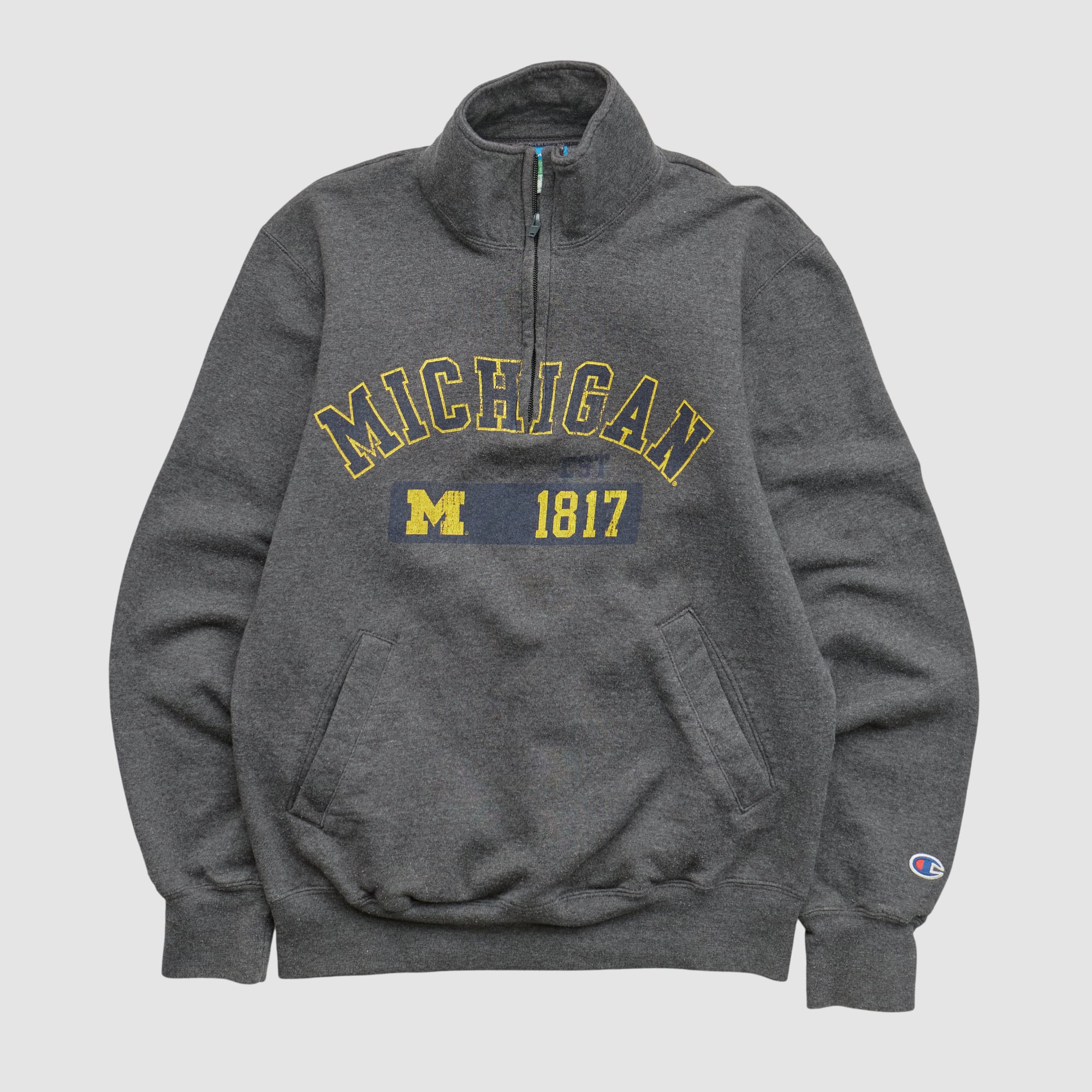 Michigan Wolverines Champion 2010s 1/2 Zip Sweatshirt - Charcoal - XS