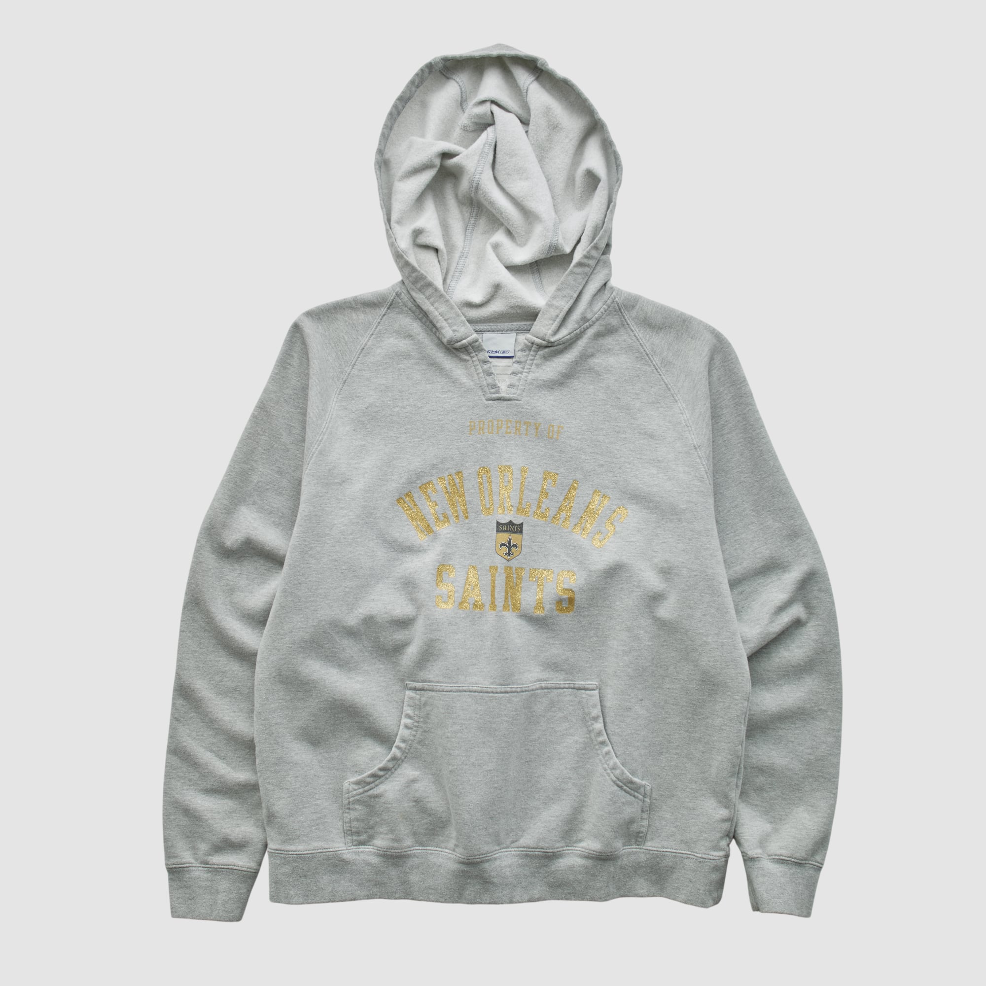 New Orleans Saints Reebok 2000s Hooded Pullover Sweatshirt - Heather Gray - XS